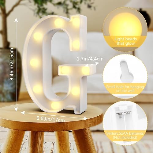 Miniatura 2 de Letras con luces G, letras grandes para decoración de fiestas, luces de letras de marquesina LED, adornos de letras, letrero con nombre para pared,