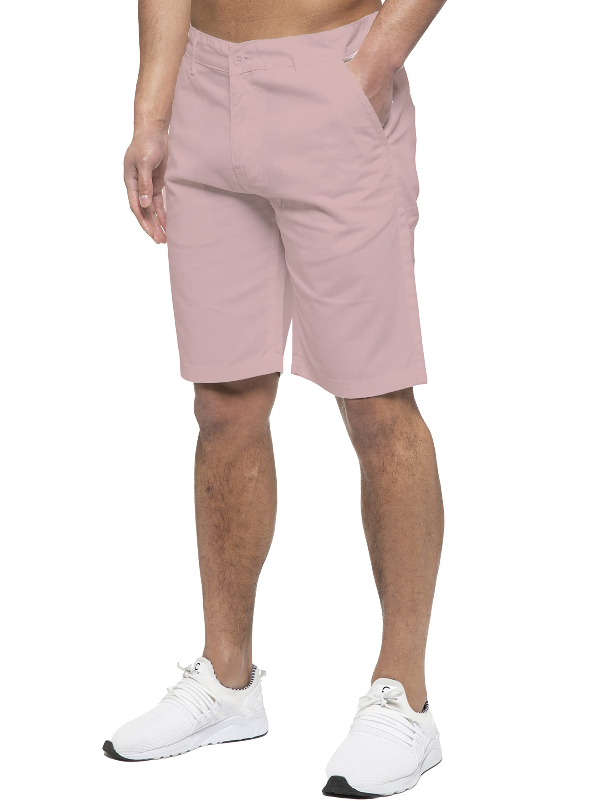 989Zé Enzo Men's Pink Chino Shorts Cotton Regular Fit Summer Casual Smart Half Pants Ezs429 30