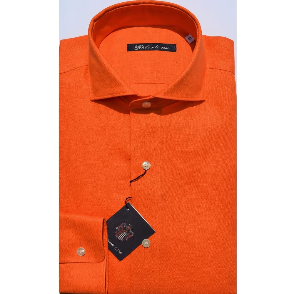 Camicia Uomo in 100% Lino Arancione 106