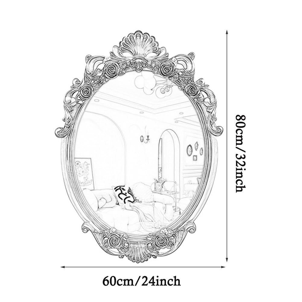 1930s Carved Wood Gilt Oval Italian Mirror with Shell Motif, image size:1001x1001