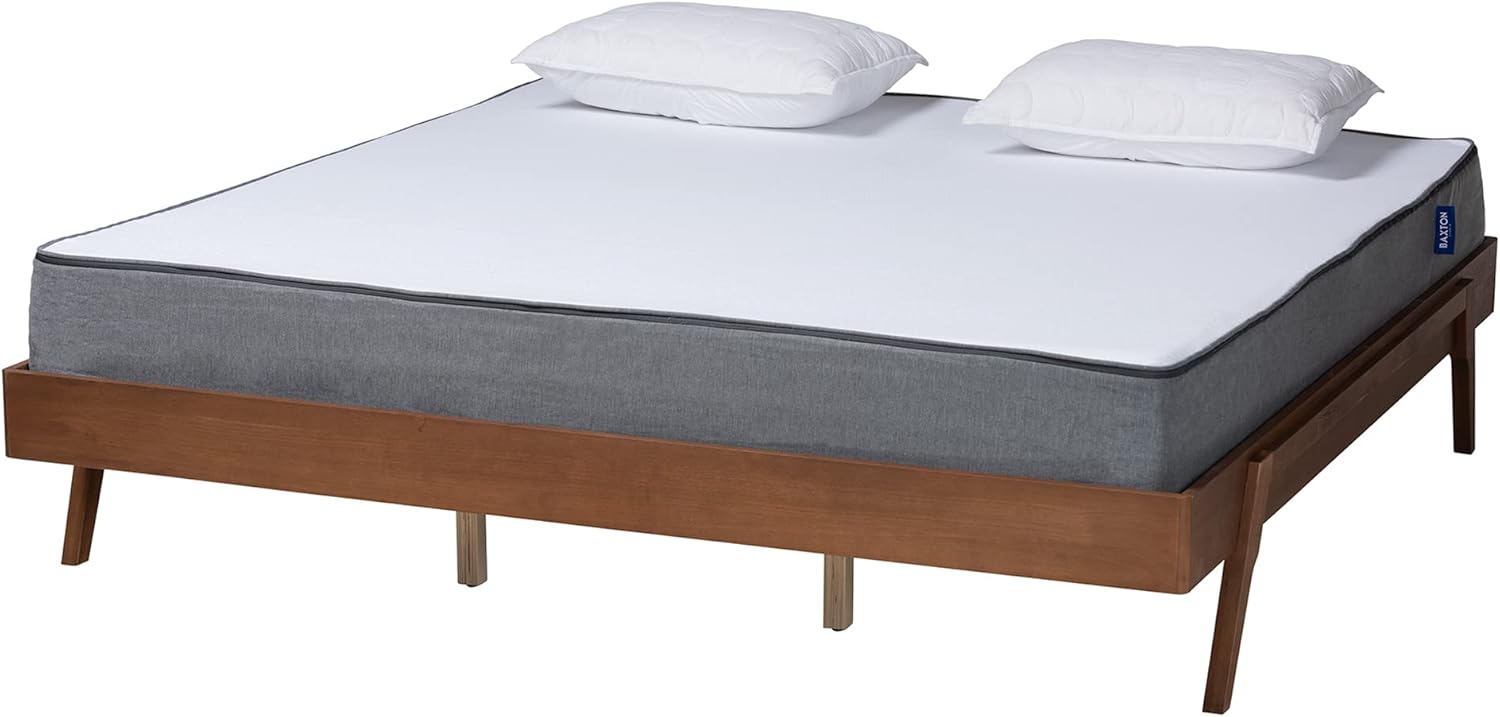 Baxton Studio Sarita Bed Frame, Queen, Ash Walnut