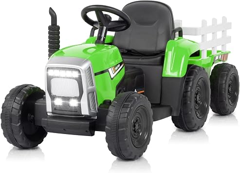 LEADZM Tracteur Électrique 12V avec Remorque et Télécommande