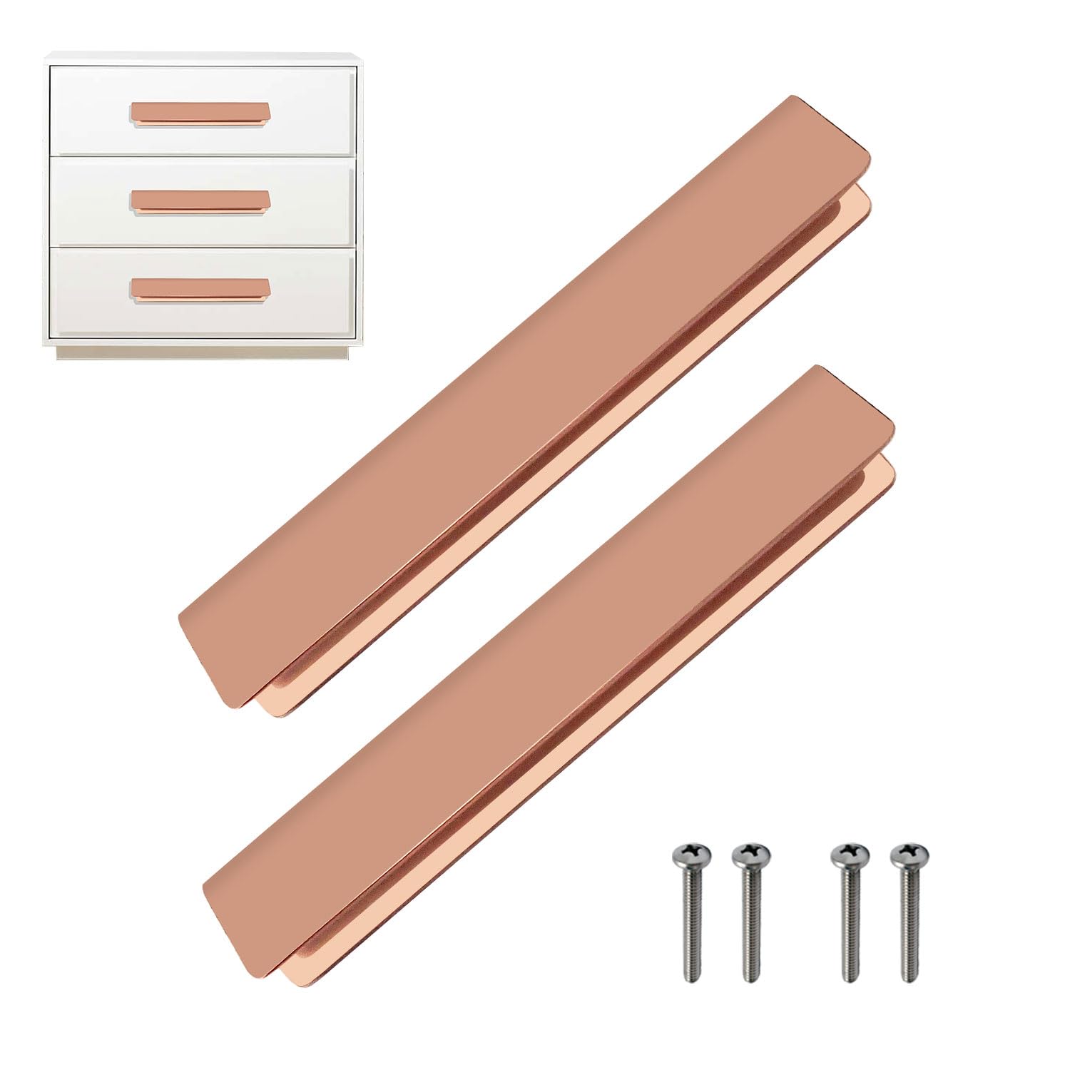VOLO Aluminium Drawer & Wardrobe Handle – 6 Inch (150mm) Rose Gold Finish | Stylish & Durable Cabinet Pull Handle for Home, Office, and Kitchen (Model No. 07) Pack of 2 Pieces-image-39