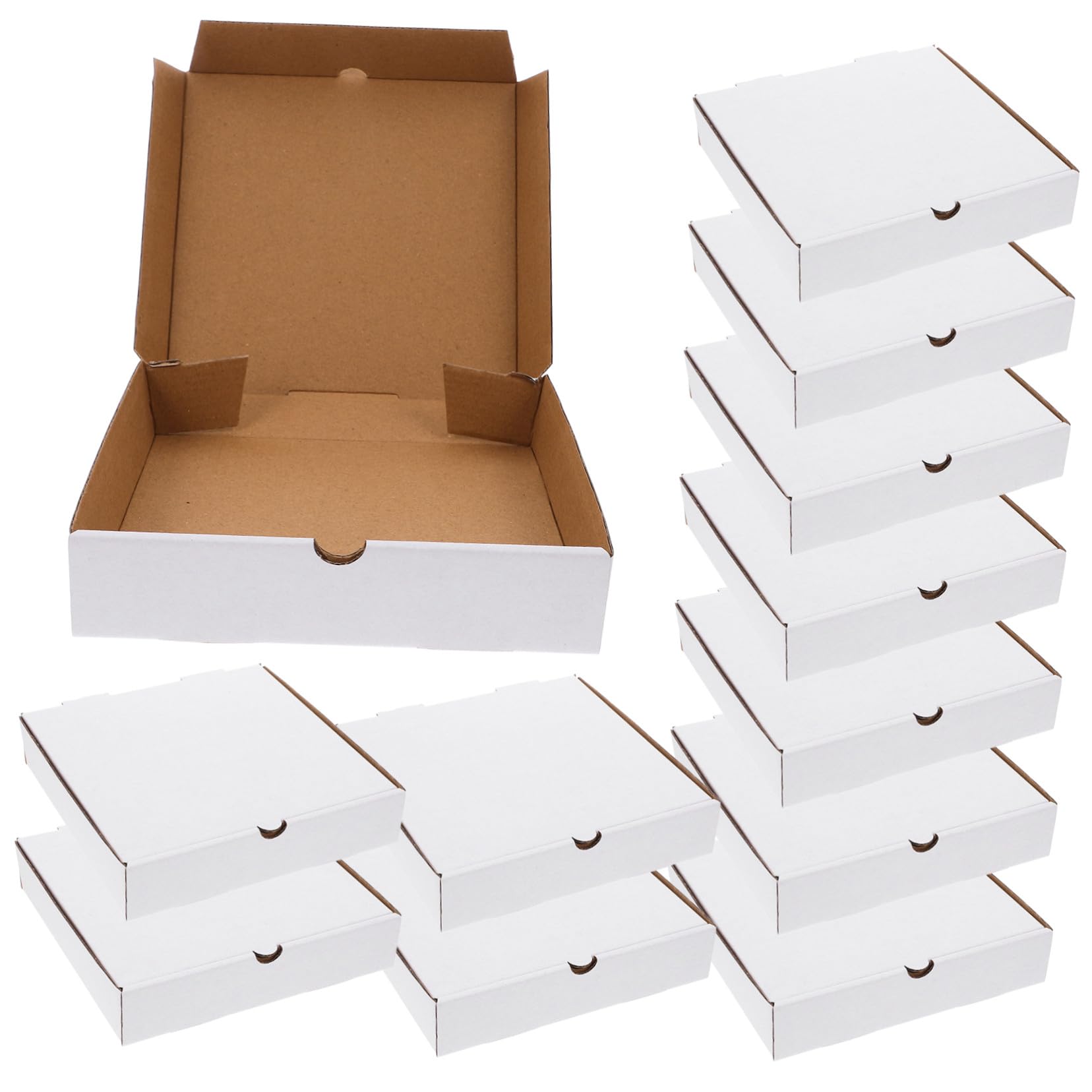 STOBAZA 30 pezzi Scatole Pizza in Carta Kraft Bianca Contenitori Ondulati per Cibo da Asporto Scatole Resistenti e Riciclabili per Pizza Dolci e Biscotti Conservazione