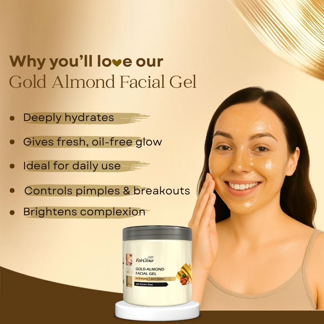 Corlin Fair Gold Almond Facial Gel, Salon Professional Facial Pack, Skin Revitalizing & Cleansing Formula, For Face & Body, For Women & Men, 800 g 1