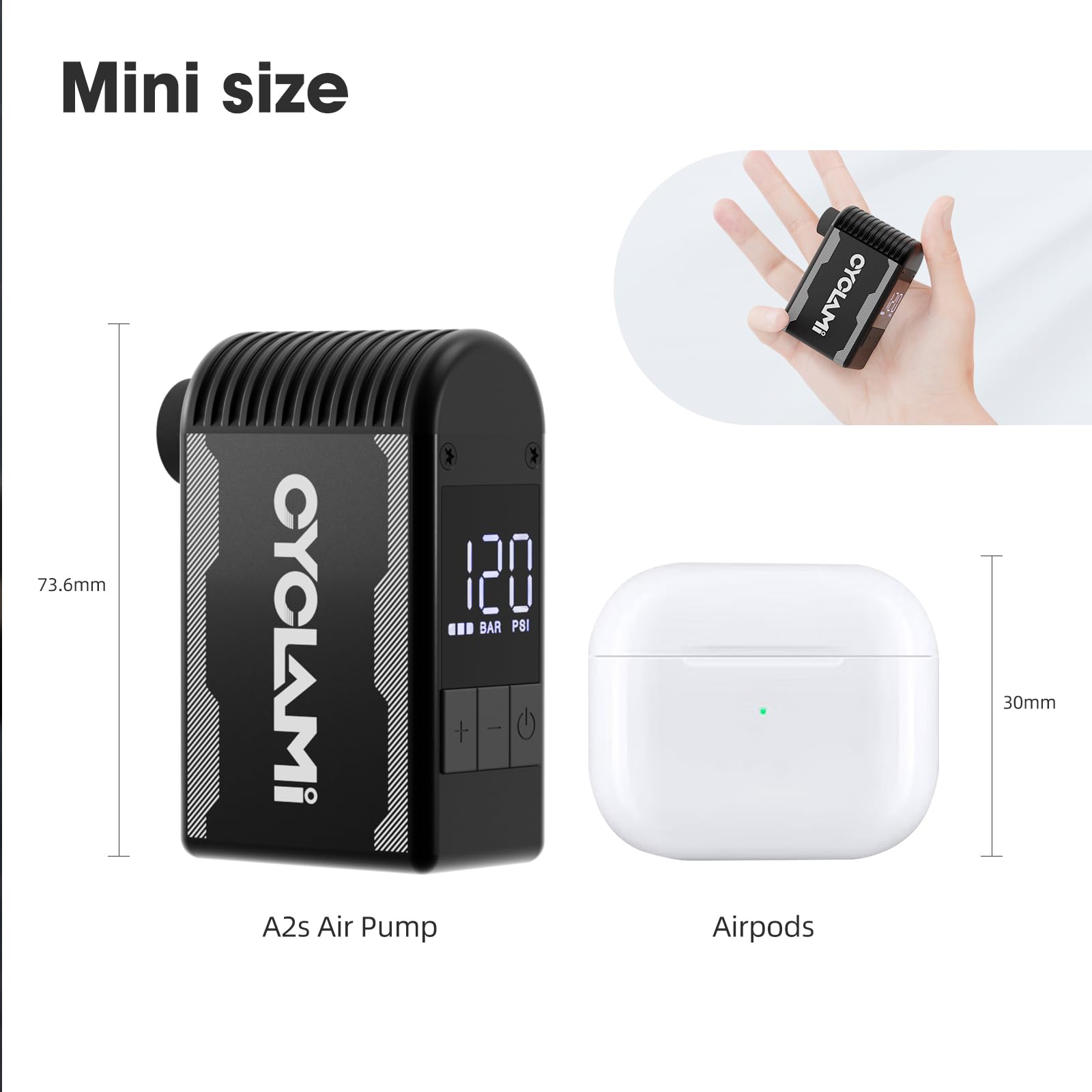 A2S Pompa Bici con Manometro Digitale Max 120 PSI Mini Pompa Pneumatici Per Bici Auto Stop Ricaricabile Pompa Elettrica Per Bicicletta con Valvola Presta e Schrader Mountain bike e Road Bike