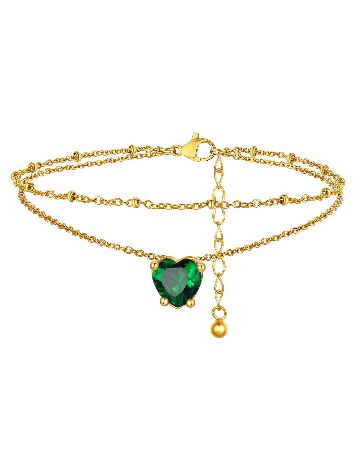 FindChic Birthstone Anklets for Women Layered Ankle Bracelets for Women