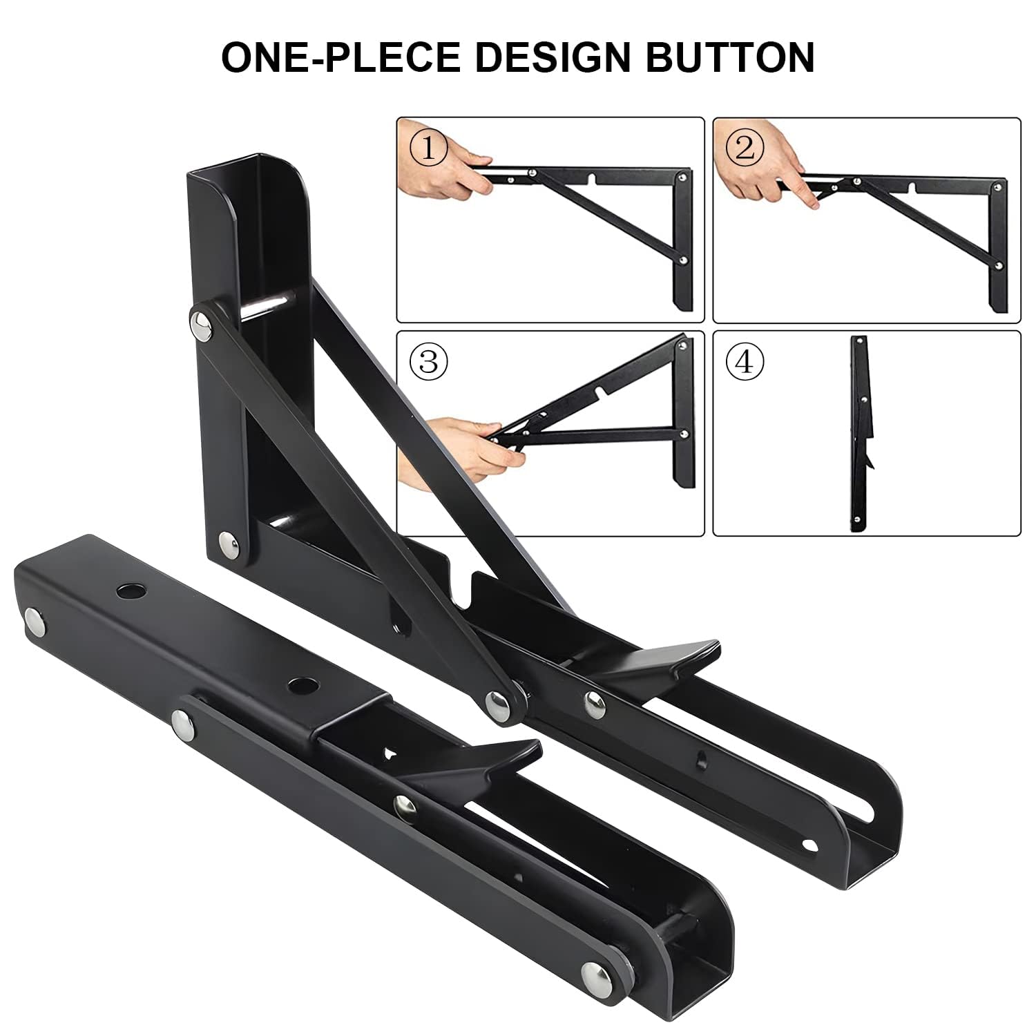 Équerre Pliante 200mm, Supports D' étagères Pliable Charge Lourde, 2 Pièces Noir Support Console Pliable Pour Garage, Cuisine, Chambre (Color : Black, Size : 350mm/14in