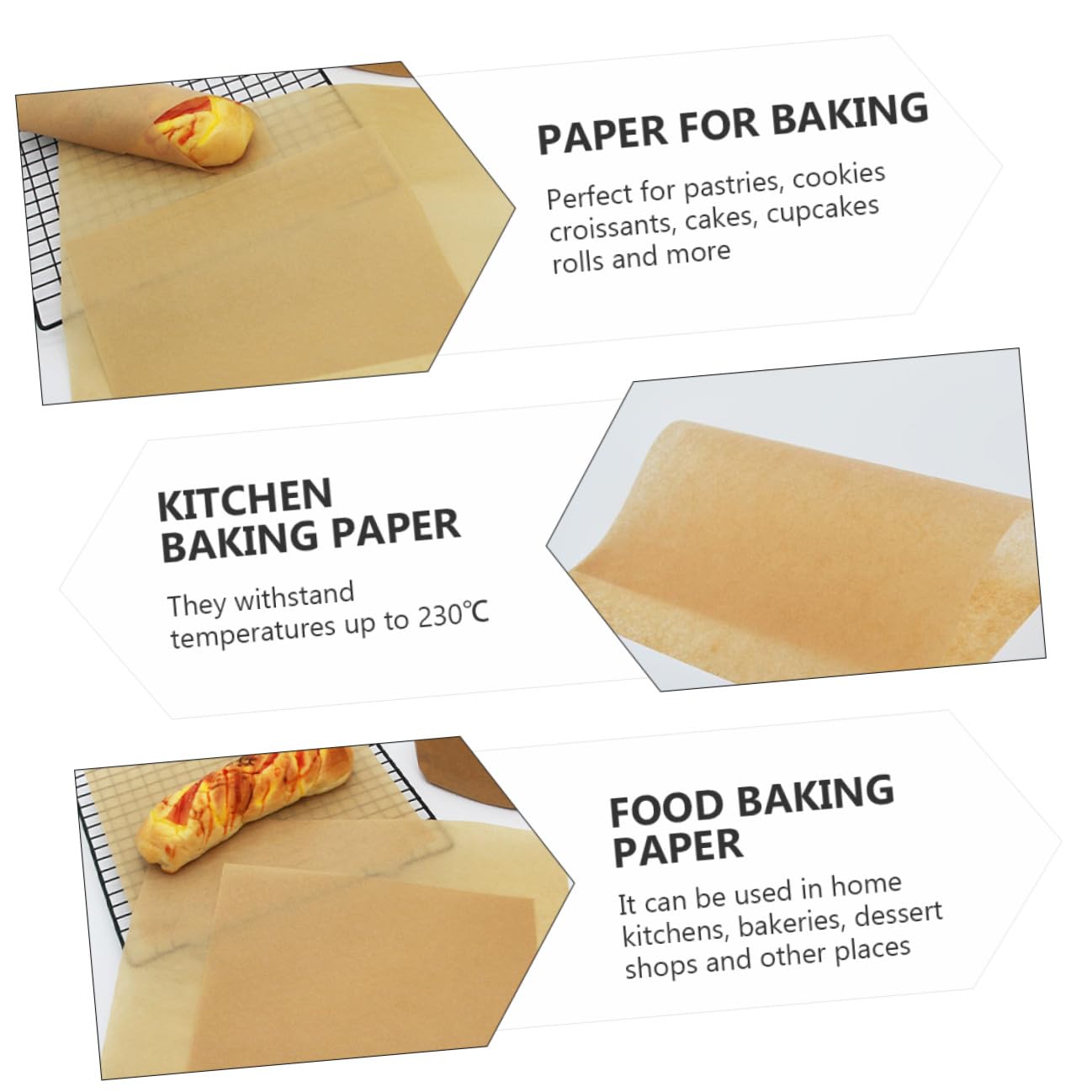 Papel para Hornear Natural de 30x40 Cm 100 Hojas de Papel Pergamino Resistente a Altas Temperaturas Antiadherente para Cocina Barbacoa Horno y Repostería Seguro y Práctico