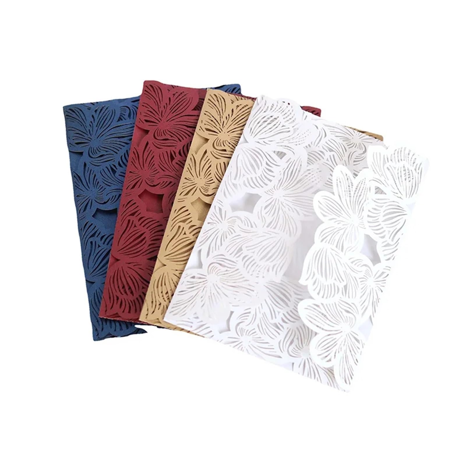 Invitaciones Boda 25/50pcs Wedding Invitations Card Elegant Rose Flower Fold Greeting Birthday Engagement Party Decoration(Blue Cover and inner,50pcs)