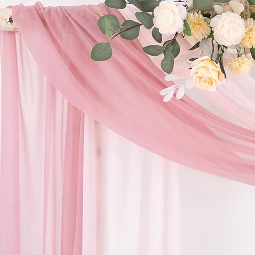 Miniatura 118 de Socomi Wedding Arch Draping Fabric 29" x 20Ft 2 Panels Burgundy Sheer Outdoor Curtain Drapes Extra Long for Bridal Baby Shower Ceremony Birthday
