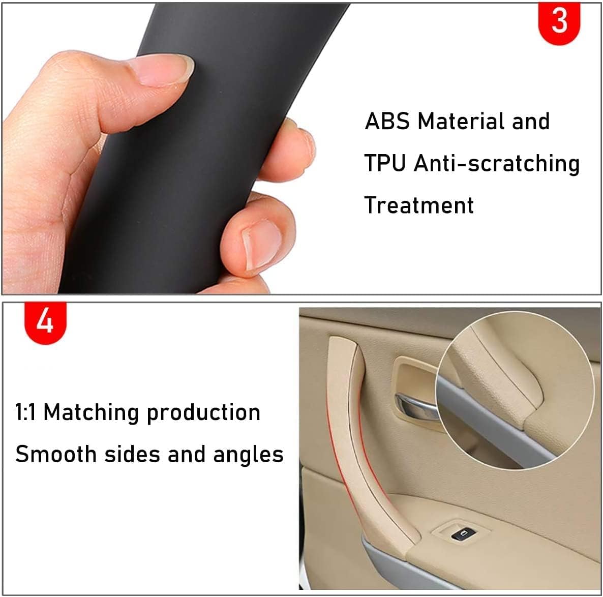 TTCR-II 6PCS Compatibile con Maniglia Porta BMW Serie 3 E90/E91/E92/E93 316 318 320 323 325 328 330 335, Maniglia Interna Sinistra + Destra E90 E91 E92 E93 2005-2011 Maniglia - Beige
