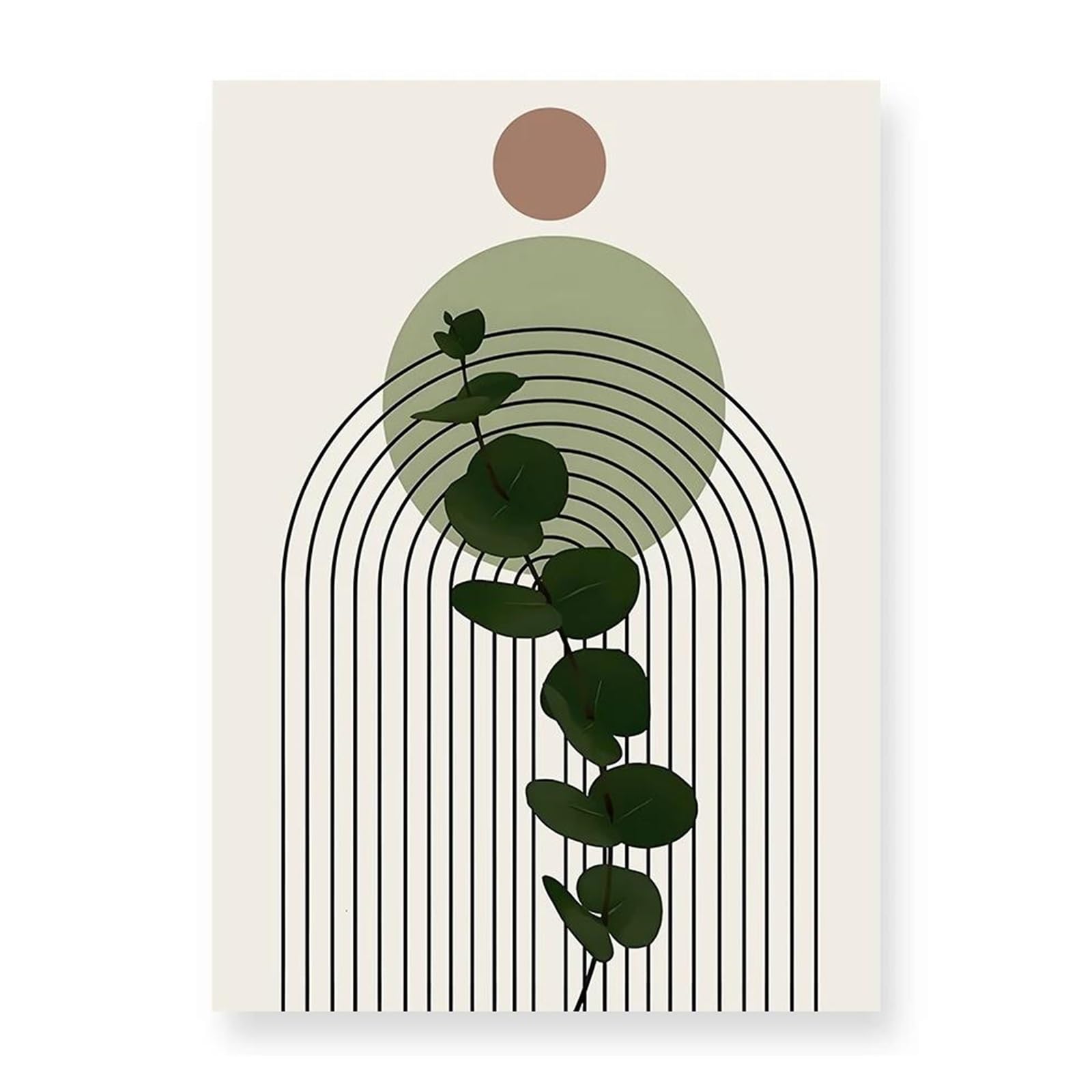 Affiches et impressions murales géométriques abstraites à feuilles vertes 50x70cm