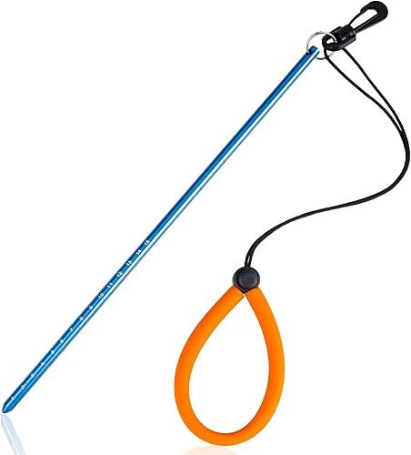 Pecihiko Scuba Diving Stick, 13'' Aluminium Alloy Lobster Tickle Stick Pointer Rod with Measurement, Adjustable Lanyard and Swivel Snap Bolt for