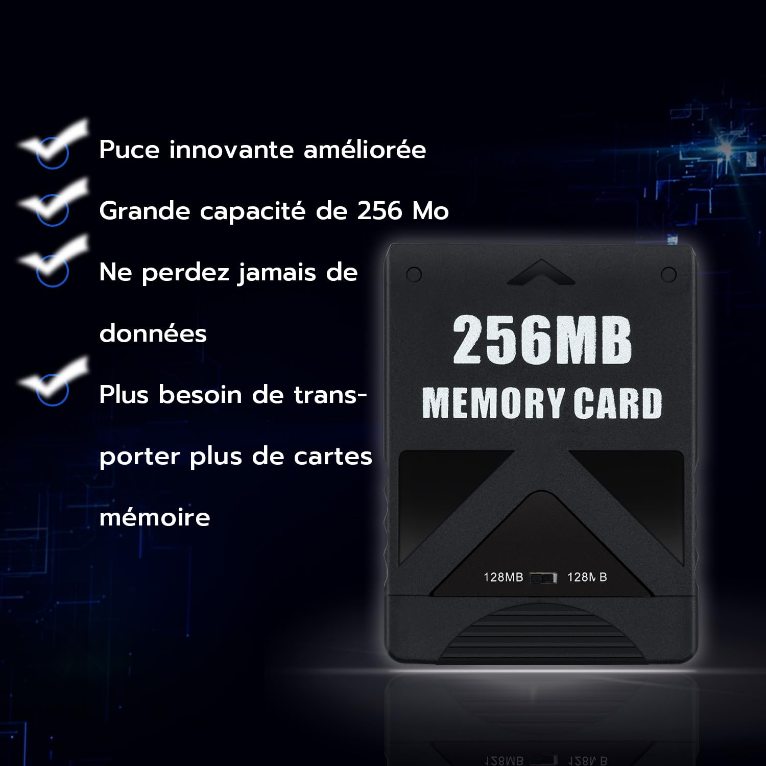 Mcbazel Carte mémoire de Jeu 256M sur PS2 Accessoires de Sauvegarde Haute Vitesse Carte de Stockage Compatible avec Le Jeu PlayStation 2