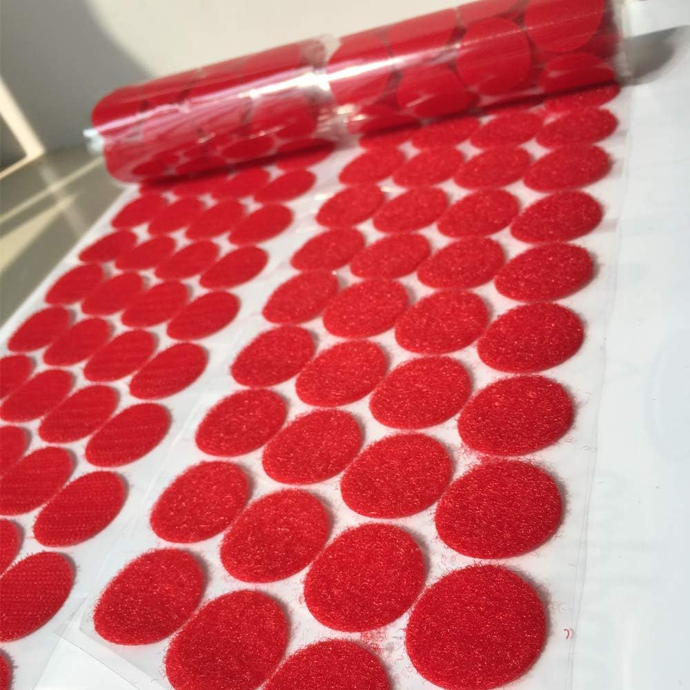 100 Pcs Hook Loop Fastener Dots Sticks Tape 1 inch Diameter