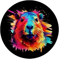Vista 3 de Retro synthwave Pop Art Capybara rodent water pig lover PopSockets Swappable PopGrip