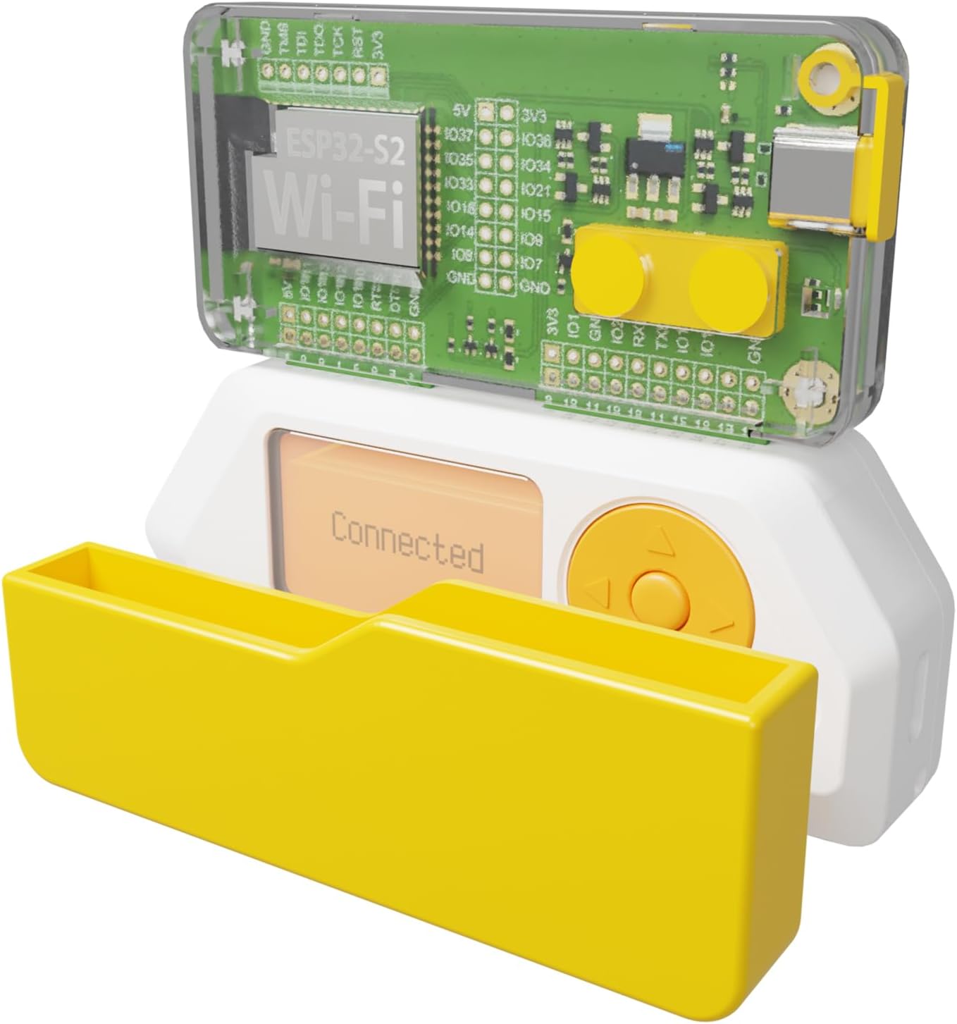 Protection Case for Flipper Zero Wi-Fi Dev Board V1 ESP32-S2, Accessories Compatible with Flipper Zero WiFi Dev Board - Transparent with Yellow Color