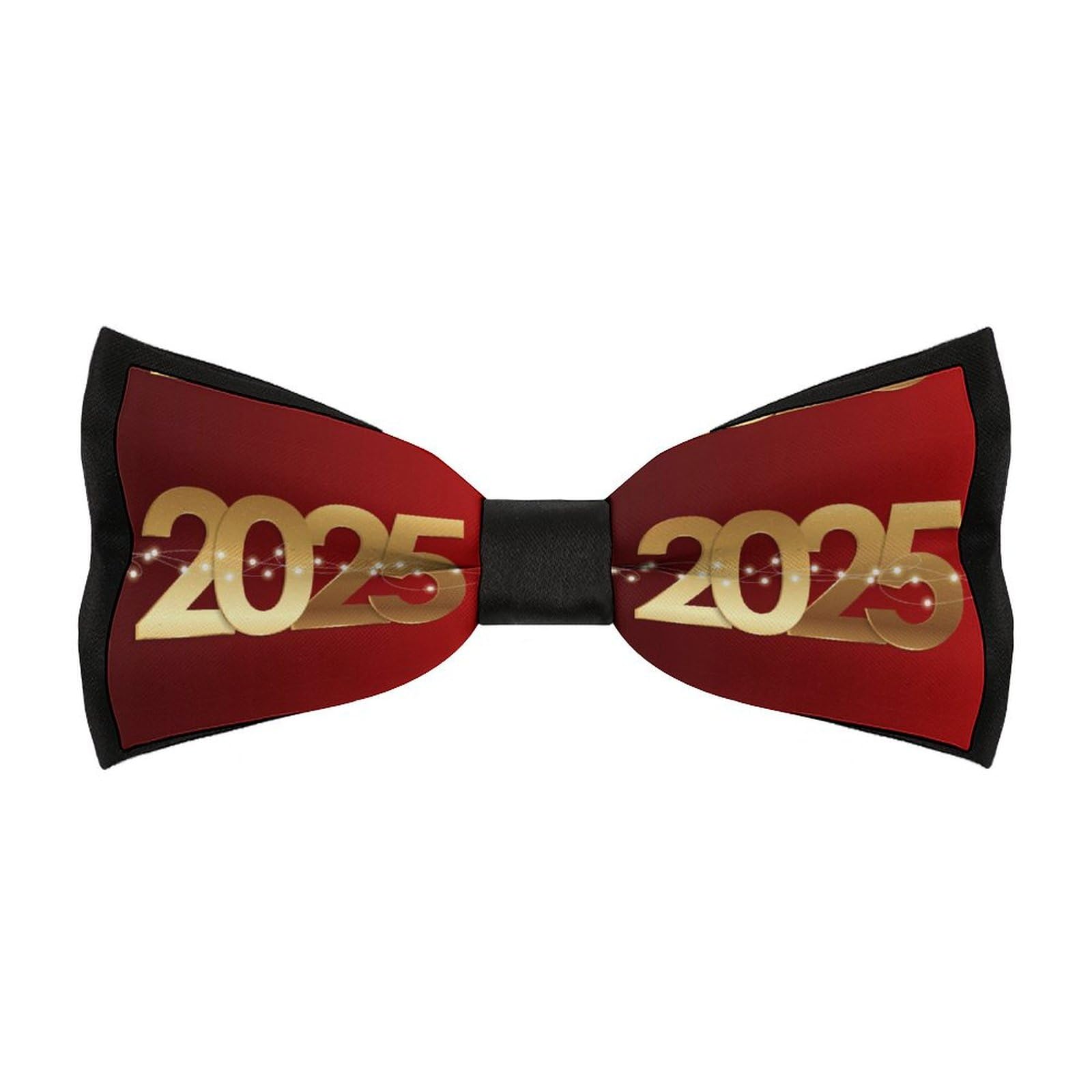 JYYAU Happy New Year 2025 Bow Tie Adjustable Necktie For Men Business Fashion Pre-tied Tie Neckwear Novelty Accessory For Weddings Party Festival