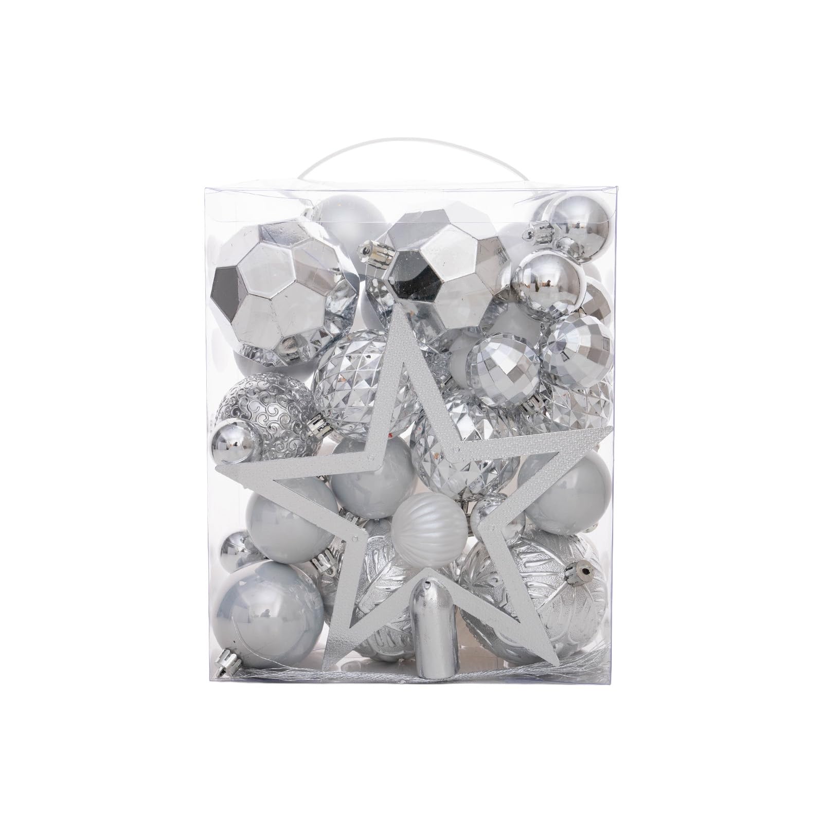 Set di 50 decorazioni natalizie con gancio preinstallato e puntali per albero a forma di stella, per appendere facilmente le feste di Natale, set misto