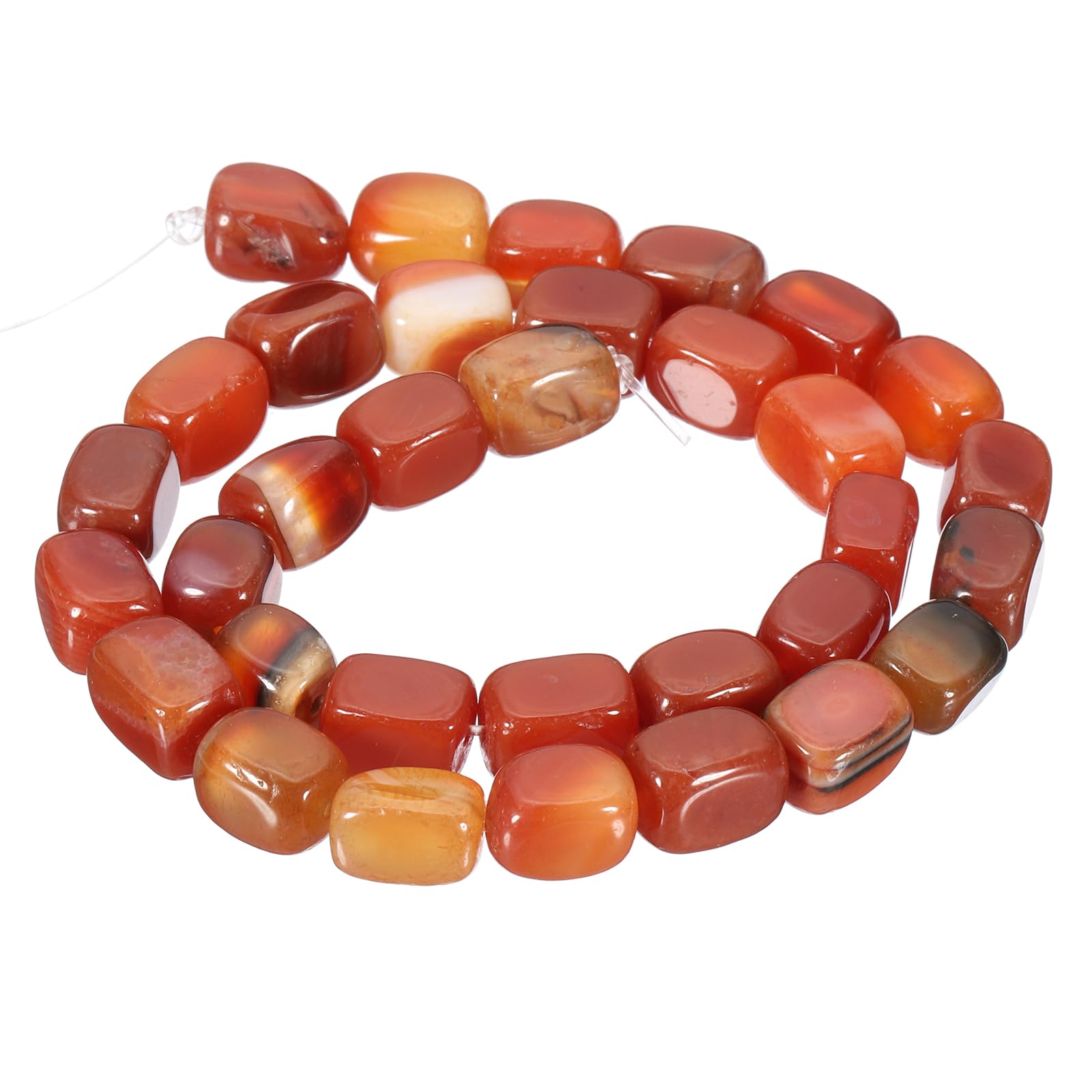 PATIKIL 12x8mm Natural Stone Reddish Orange Crystal Agate Beads for Jewelry Making 1 Strand 15"/38cm Cuboid Loose Spacer Beads