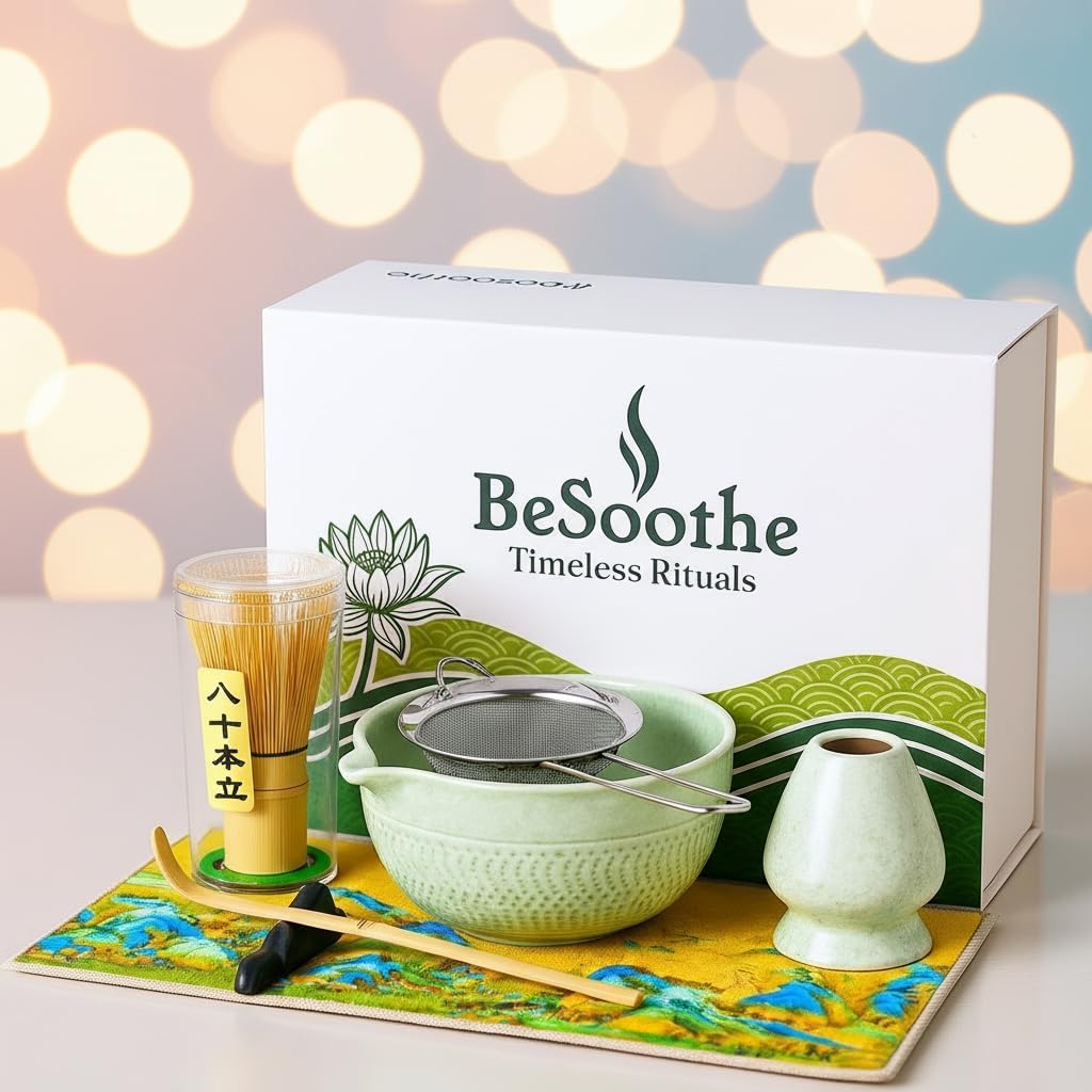 Matcha Whisk & Travel Cup Set – Bamboo Matcha Whisk, Tritan To-Go Cup & Reusable Straw – Premium Matcha Gift Kit (Matcha Whisk Set 8 Pcs)