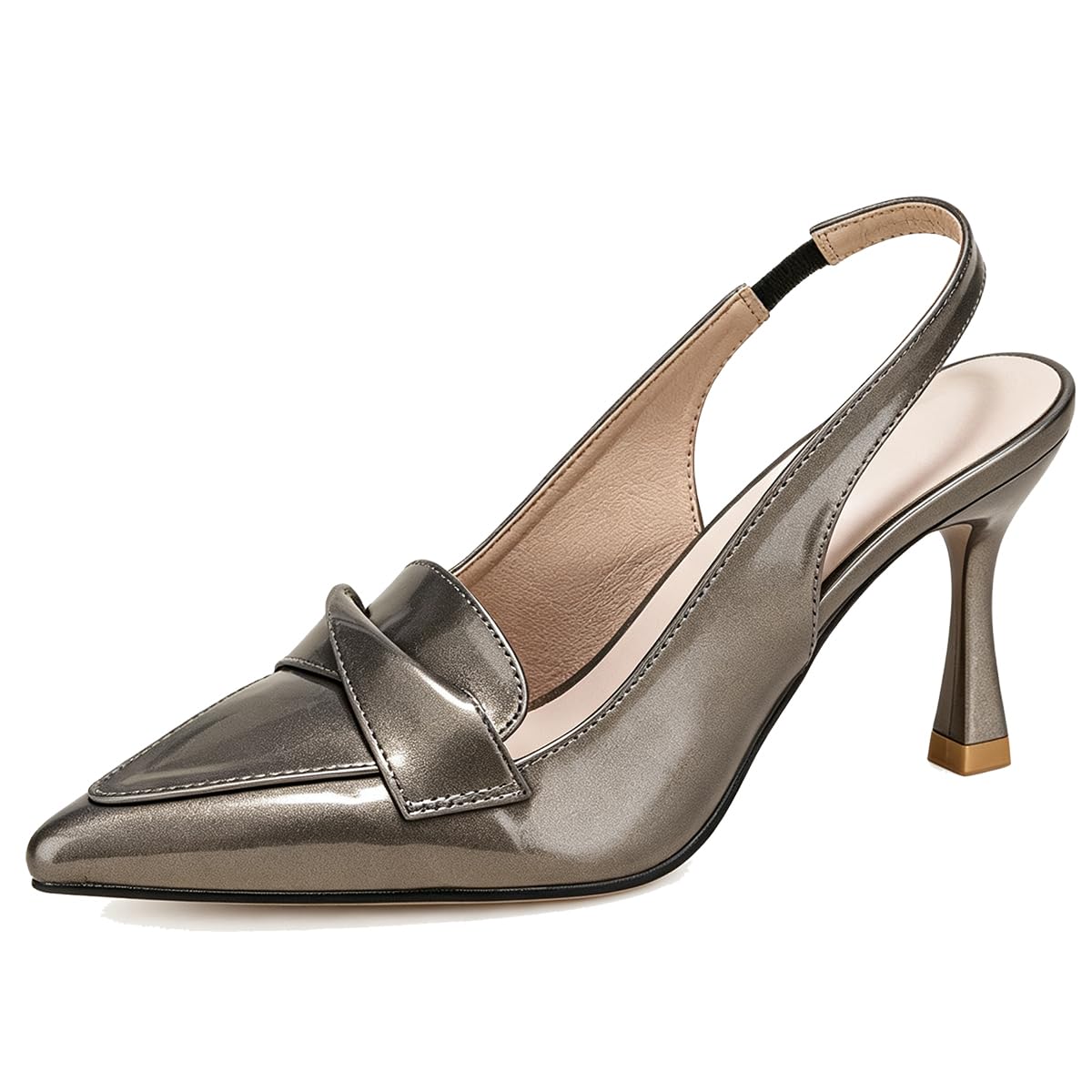 Décolleté Donna Slingback Punta Affusolata Tacco Stiletto | Tacco sottile 8cm fascia posteriore elastica mascherina stile mocassino fodera PU profilo basso