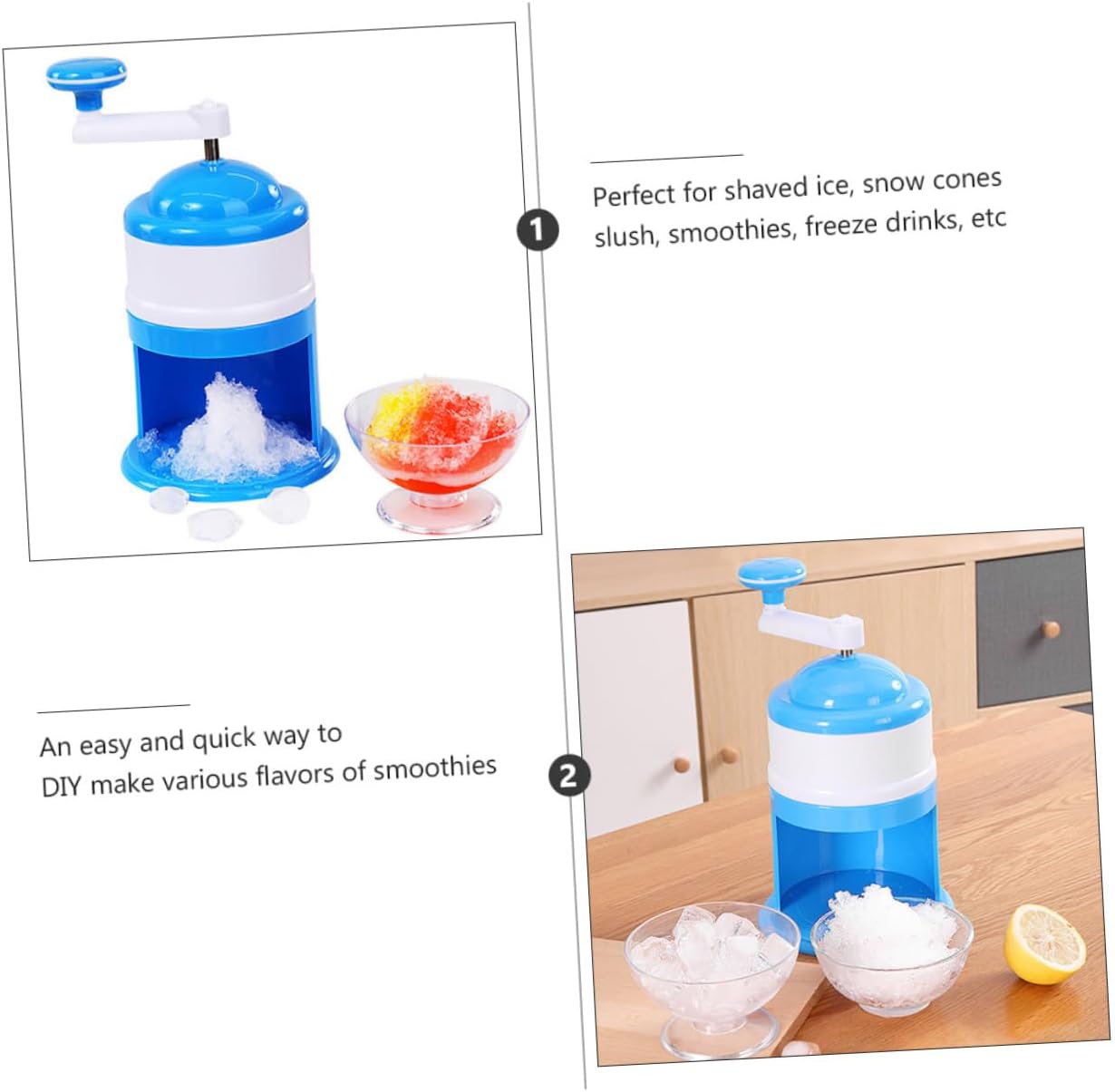 1pc Manual Ice Crusher for Household Use Compact Hand Crank Ice Shaver for Smoothies Cones Drinks for Summer Refreshments