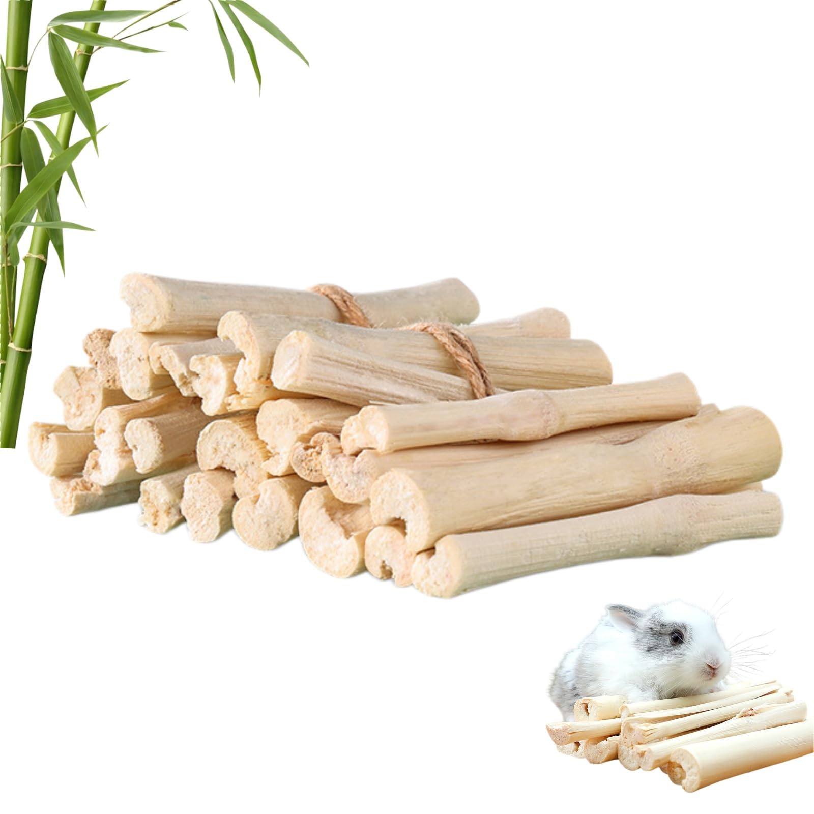 Wtirey Sweet Bamboo Chew Sticks for Small Animals - Rabbit Toys, Hamster and Guinea Pig Dental Care, Bunny Chew Toys and Boredom Breakers, Rabbit Accessories