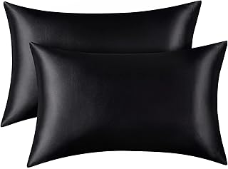 Comaza Satin Pillowcase for Hair and Skin - Black Silky Pillowcase Queen Size Set of 2 - Ultra Smooth & Soft Pillow Cases ...