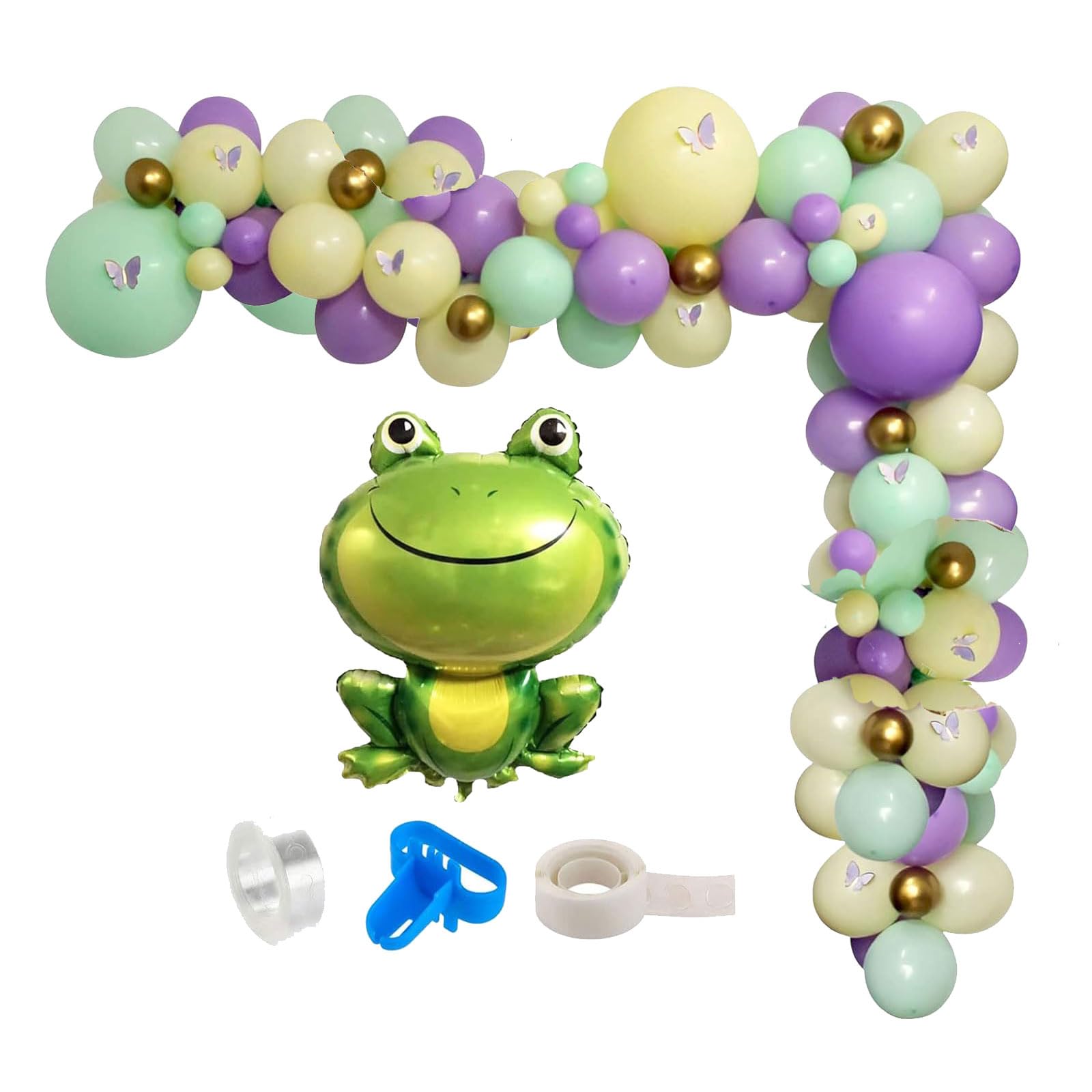 Princess Tiana Balloons Garland, Princess and the Frog Birthday Balloon Arch Kit with Large Green Frog Mylar Foil Balloons for Girl’s Birthday Baby Shower, Princess Theme Party,Garden Party Supplies