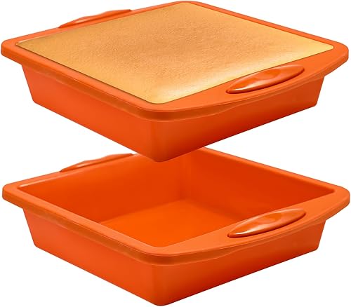 Miniatura 1 de Webake Juego de 2 moldes cuadrados de silicona para hornear pasteles de 8 x 8 pulgadas, para hornear pasteles de cumpleaños, brownie y hacer