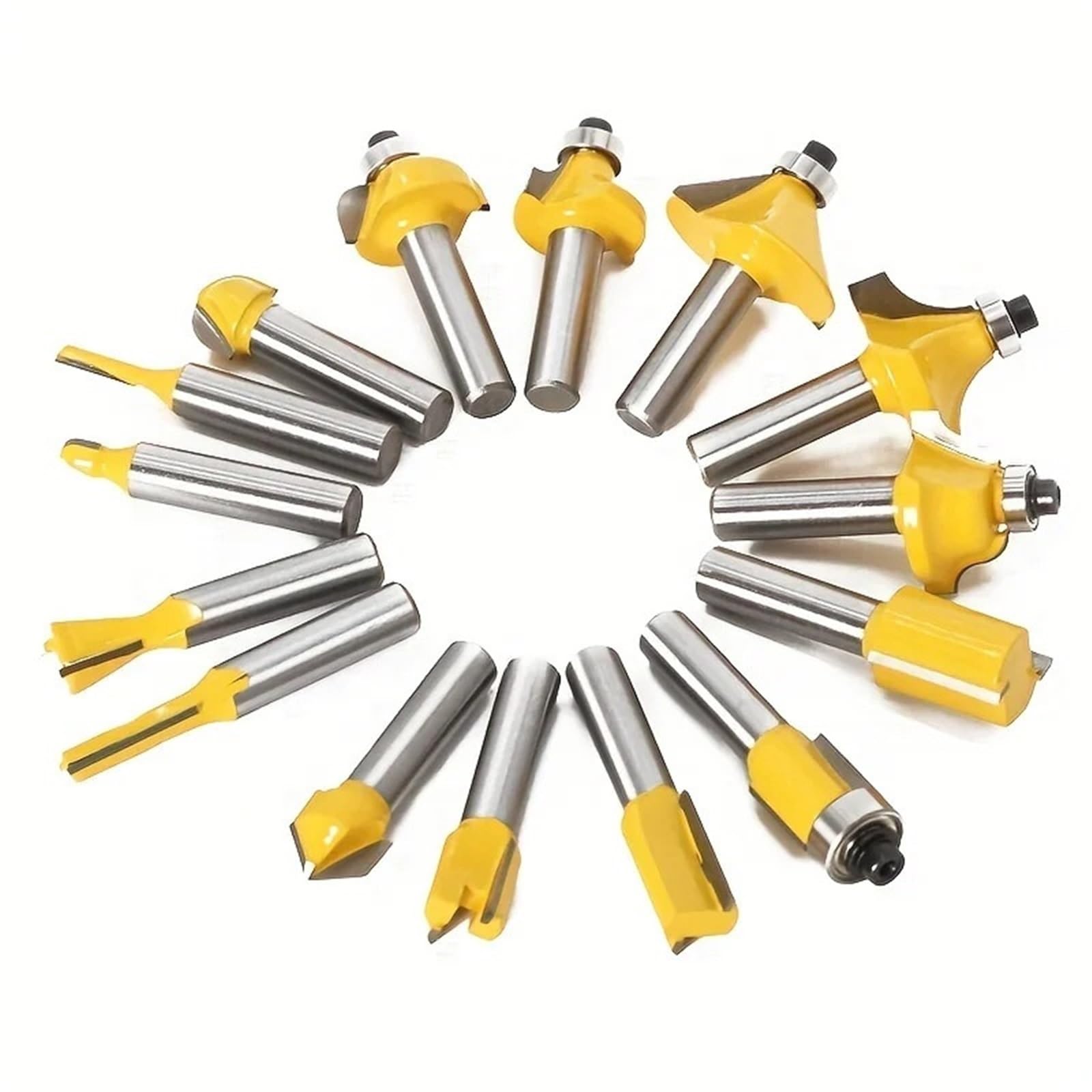 Juego de 15 brocas de fresado de carburo de tungsteno - Vástago de 6,35 mm for recorte de madera y corte recto para mini taladro(15pcs-No box)