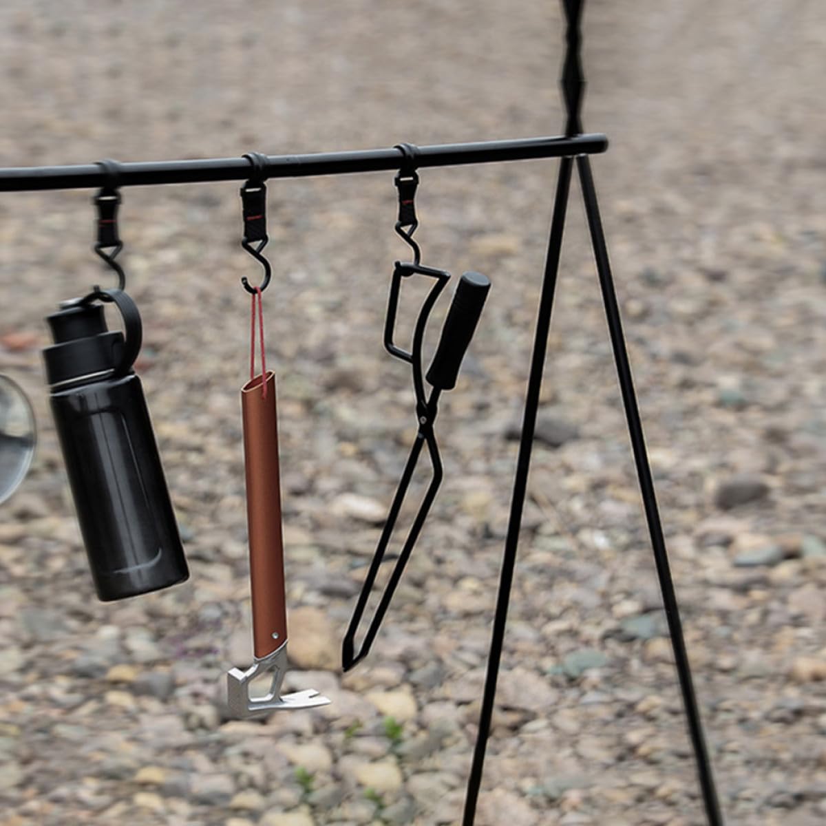 DECHOUS Pinza per Carbone da Barbecue in Ferro Nero, Resistente e Comoda, per Picnic e Serate All'aperto Impugnatura Allungata Stabile