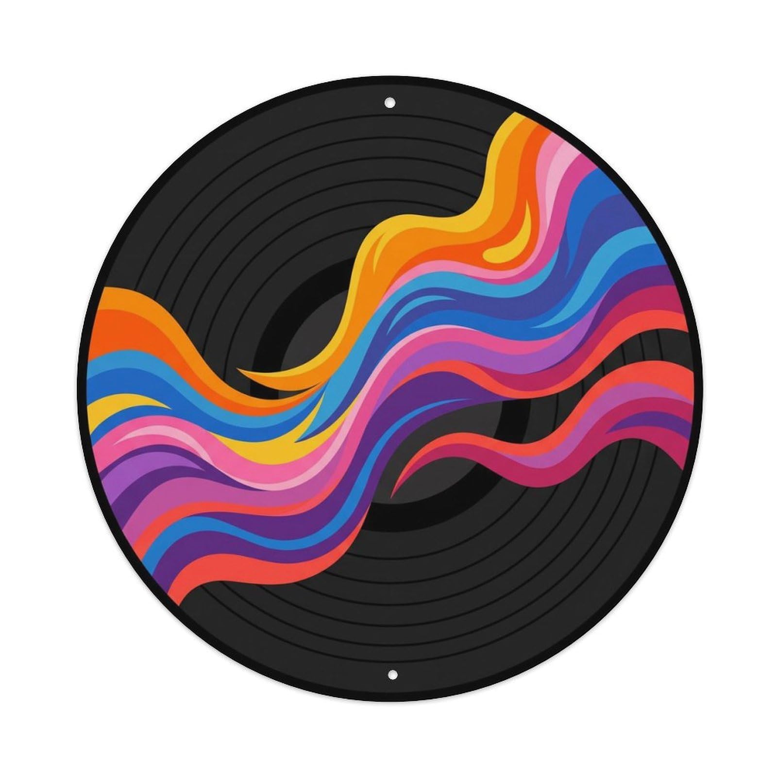Colorful Music Vinyl Records Abstract Color Waves Metal Tin Sign
