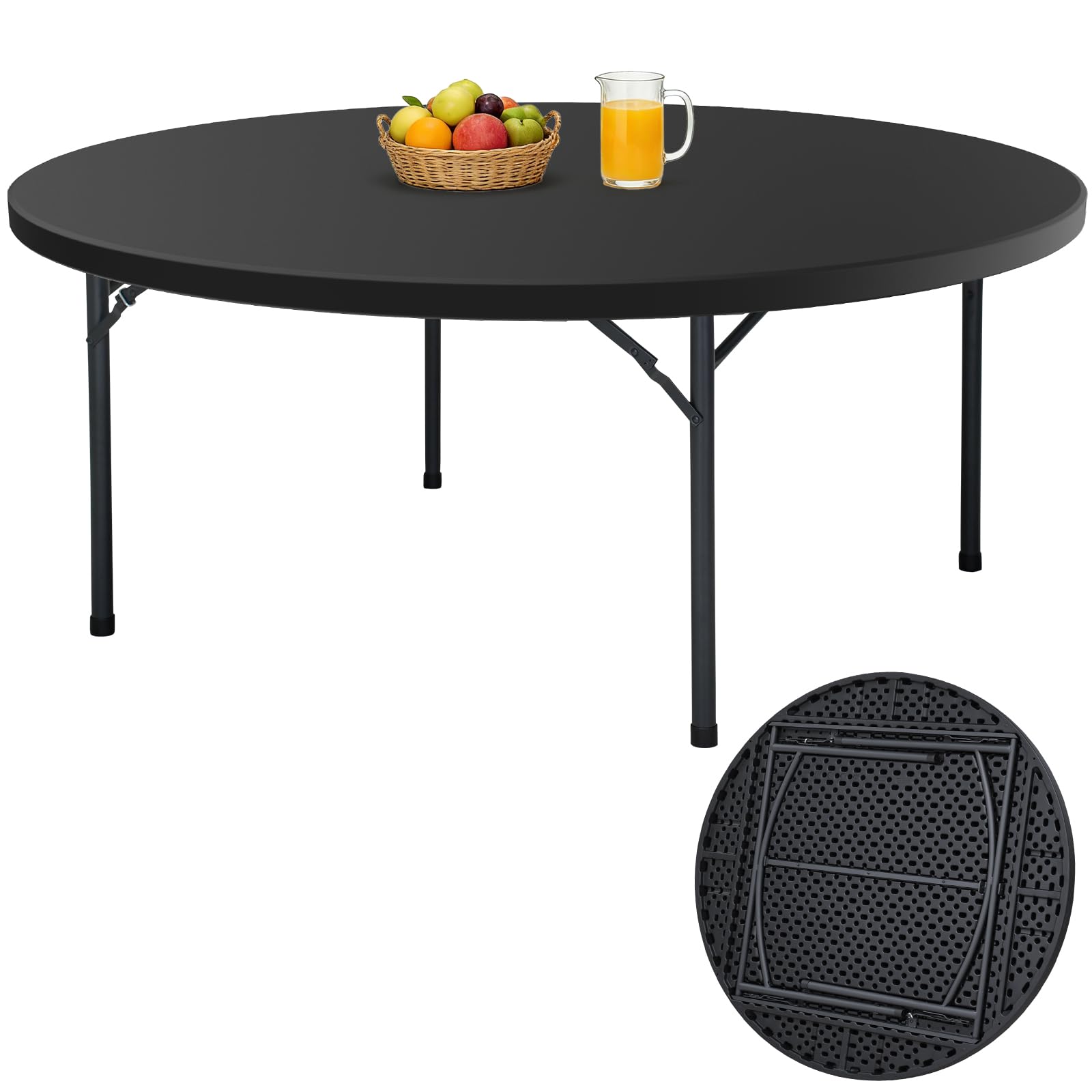 MAKE CHANGES 60 Inch Folding Round Table Black
