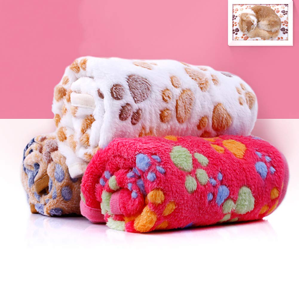 3 x Hundedecke Katzendecke Waschbar,Weiche und Warme Haustierdecken für das Schlafbett, Niedliches Druckdesign, Flauschiges Fleecedecke für Haustier Hunde Katzen Welpen-Pad-Matte,L104*76