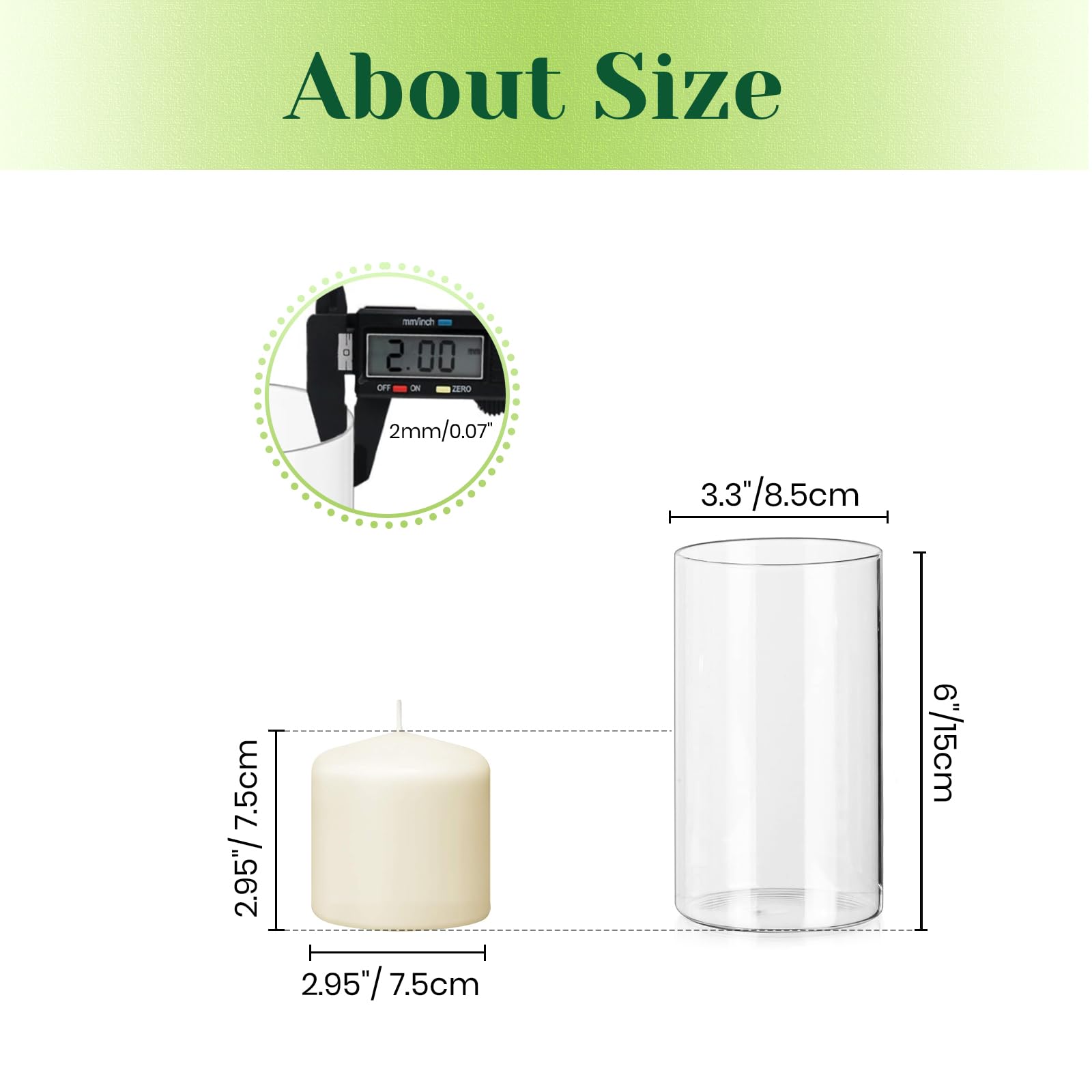 Hewory Glasvase Zylinder 15cm Vasen Set 6er Kerzengläser für Tischdeko | Ø 8cm Zylindervasen, Windlicht Glas Glaszylinder für Kerzen, Klar Vase Glas für Hochzeitsdeko, Party, Geburtstag, Gift