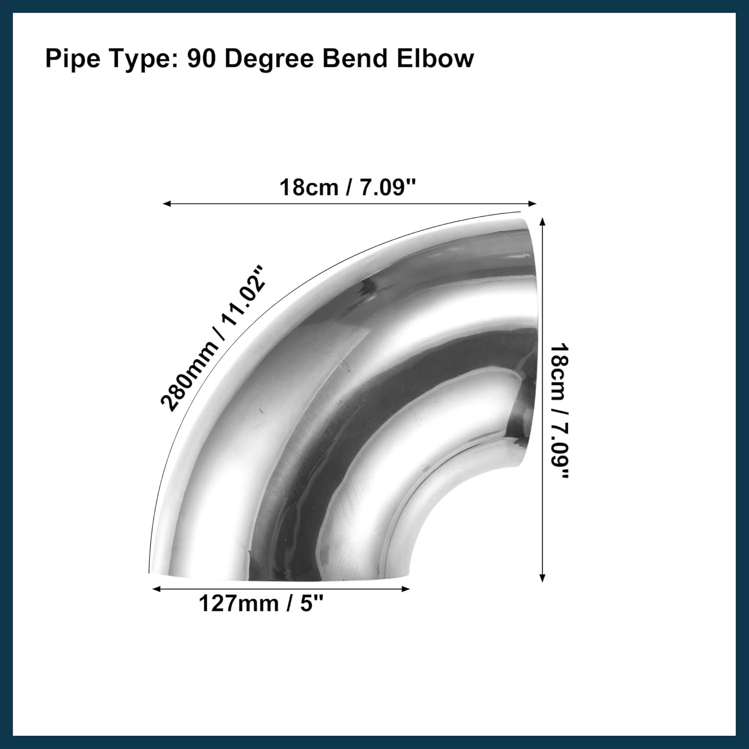 90 Degree Mandrel Bend Elbow Tube OD 5" Inch 304 Stainless Steel Reusable | Exhaust Elbow Pipe Stair Handrail Tube 2 Pcs