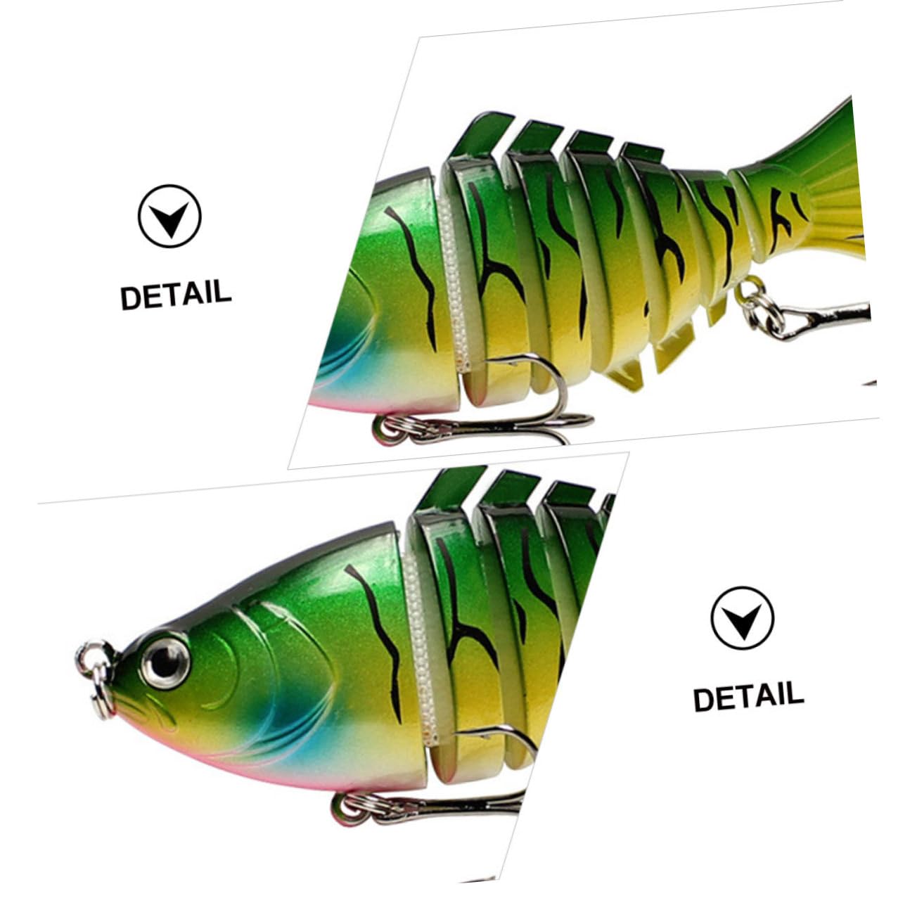 WOONEKY 4 Piezas Señuelos de Pesca Realistas Segmentos Accesorios Pesca Spinning Duraderos para y Agua