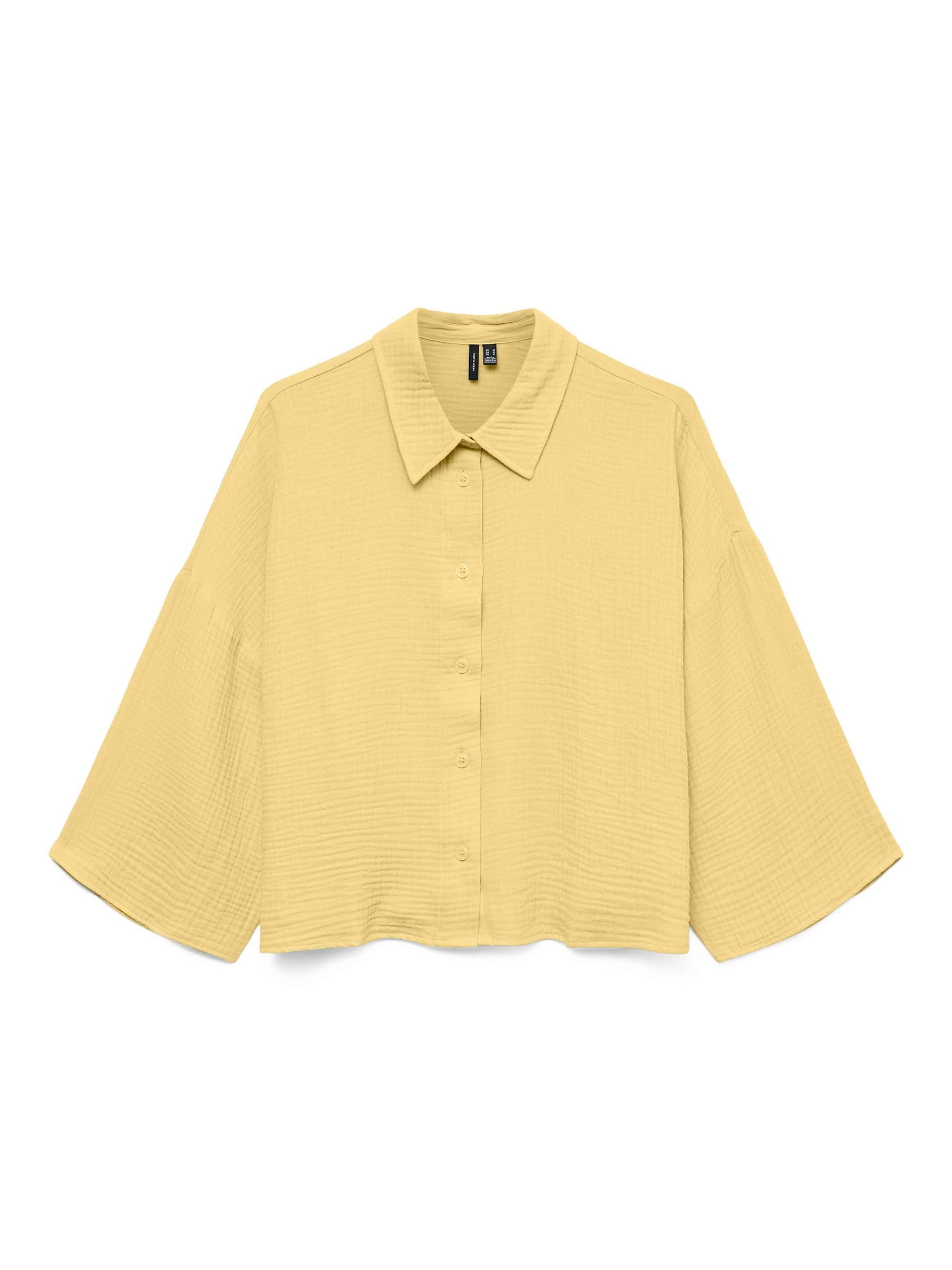 Vero Moda Women's Yellow (Pale Banana) Vmnatali Crop Shirt Wvn Ga Noos, Xs