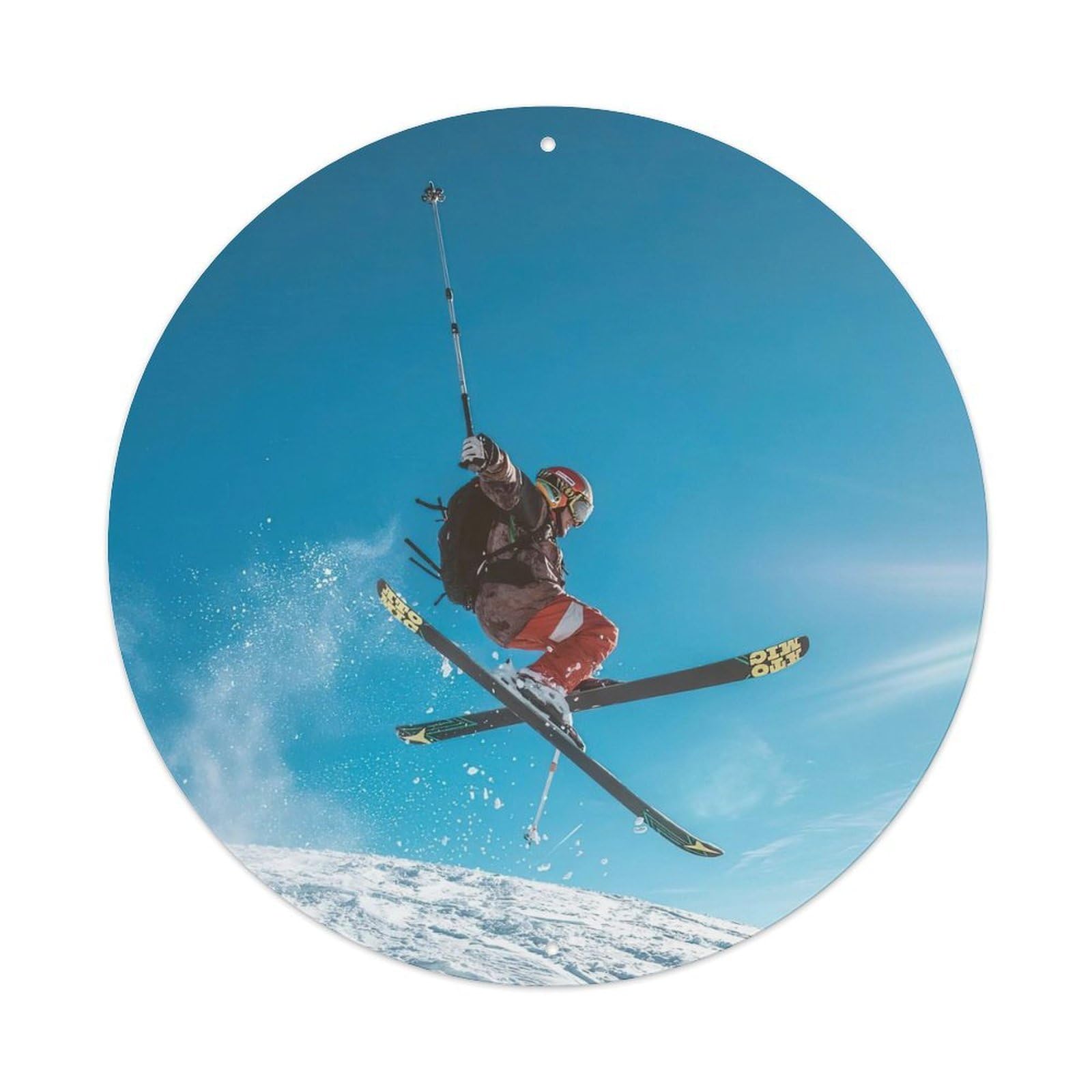 Freestyle Skiing Jump Blue Sky Winter Sports Metal Tin Sign