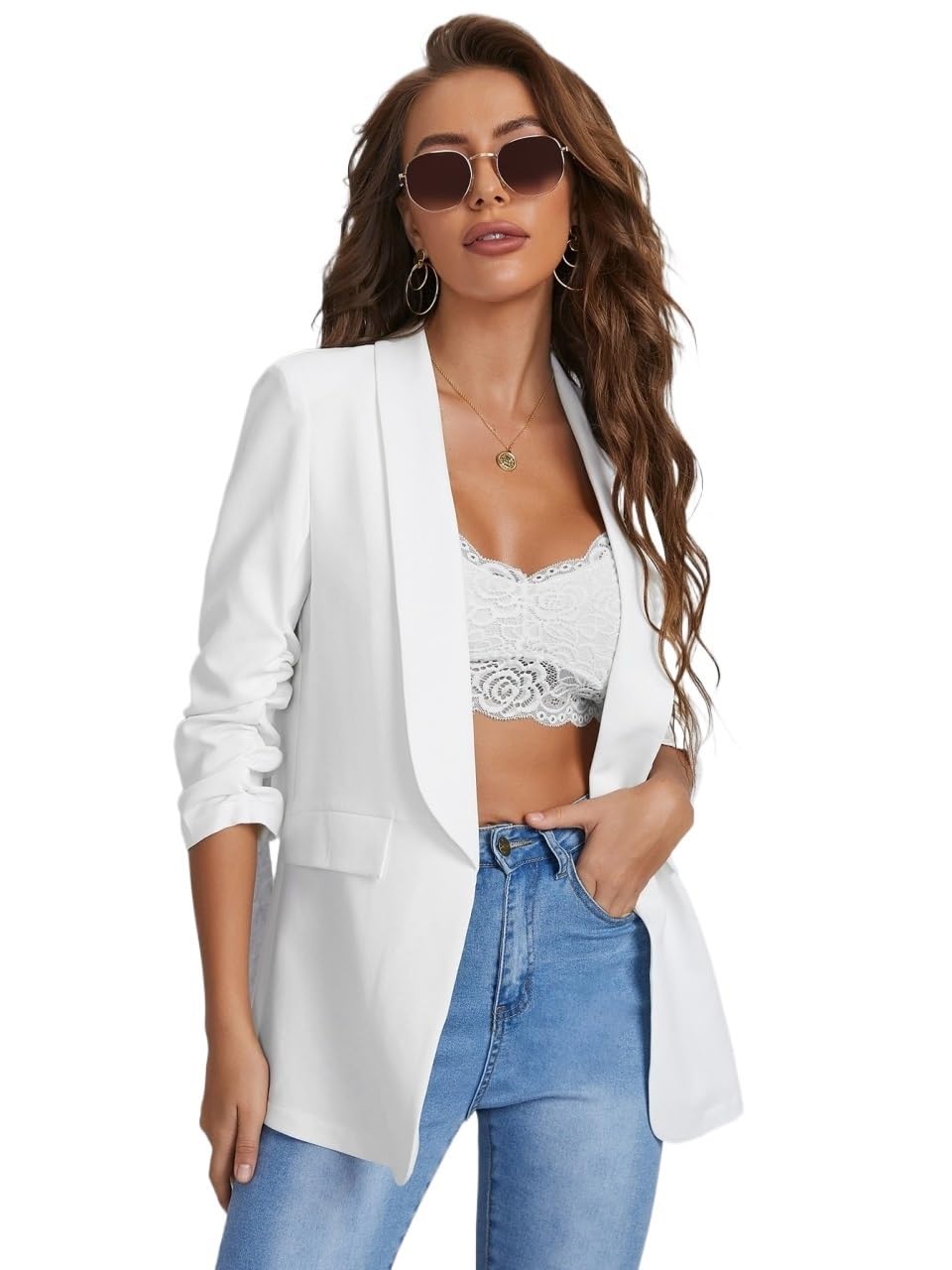 womens blazers dressy casual Fashion Spring Classic White Blazer For Daily Commute