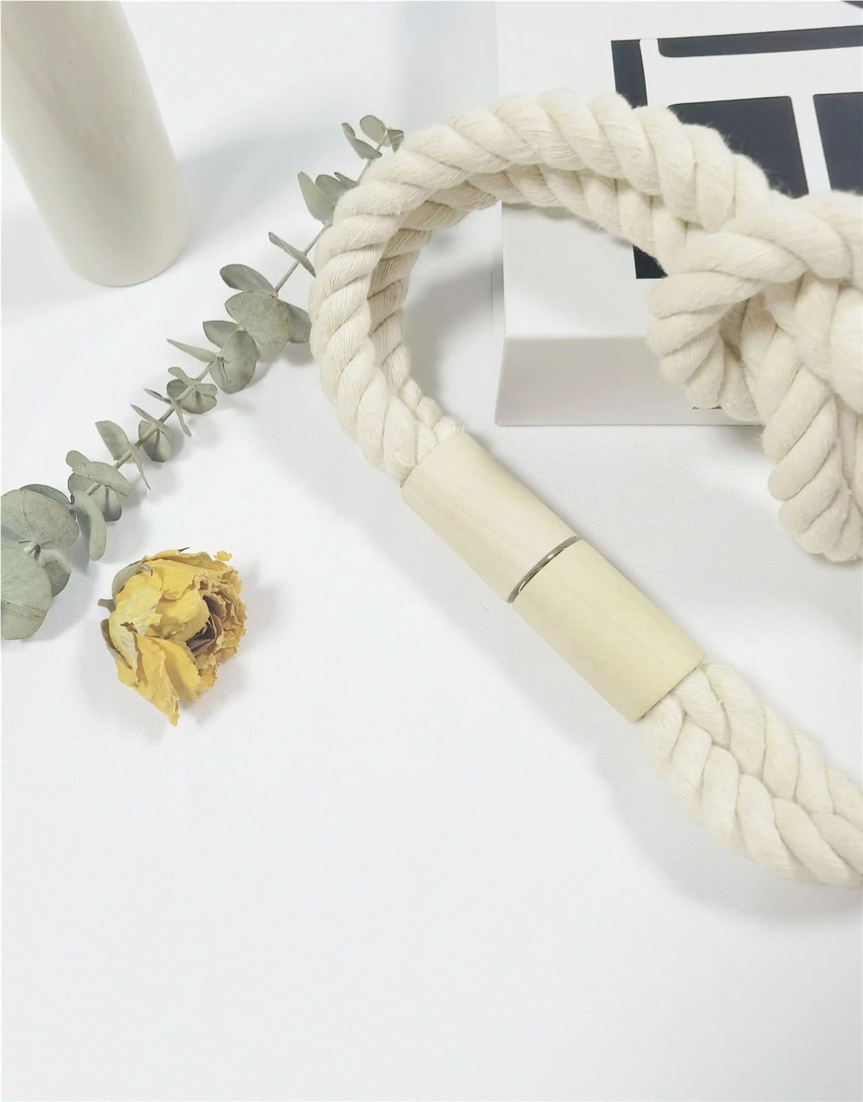 Lot de 6 embrasses de rideaux fabriquées à la main avec boucles magnétiques en bois pour décoration d'intérieur (beige)