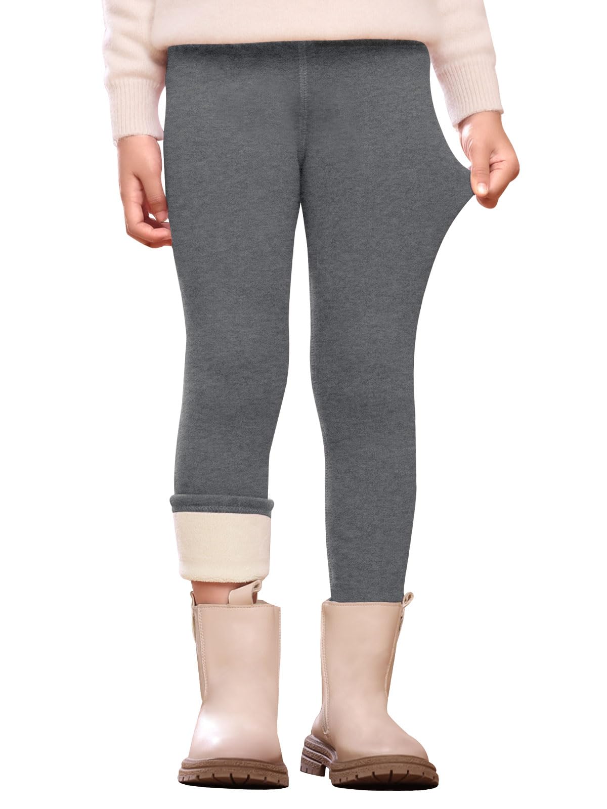 Vorvowry Thermoleggings Mädchen Weiche Gefütterte Stretch Thermohose Dicke Kuschelige Warme Winter Leggings für Kinder