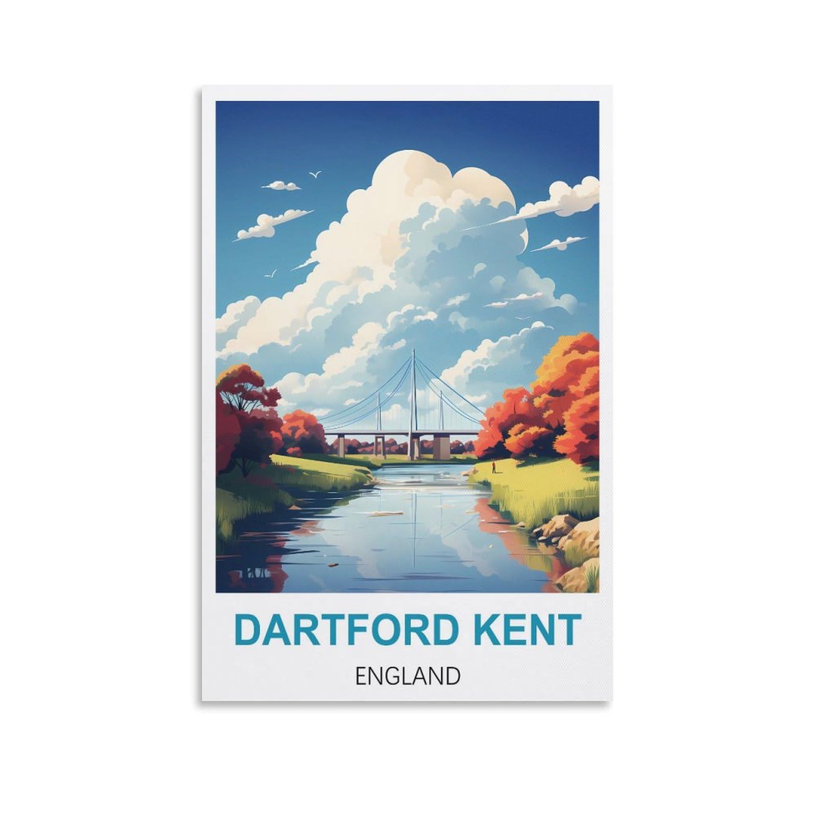 EZMLFA 5D Diamond Art Kits Adults,Dartford Kent England,DIY Cross Stitch Crystal Rhinestone Embroidery Pictures Craft for Home Wall Deco 30x40cm