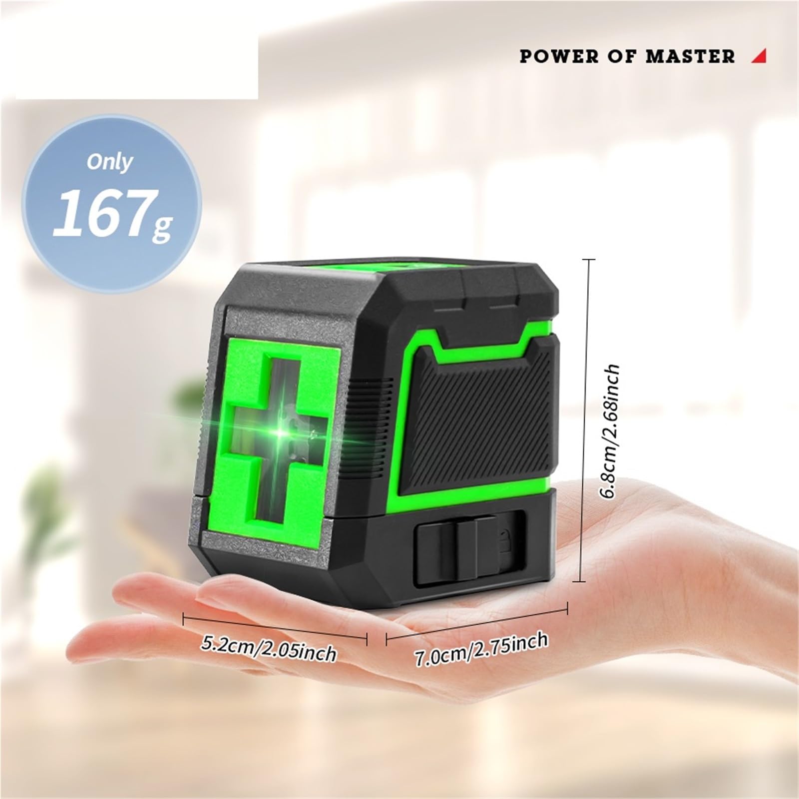 La-ser Nivel, Nivel láser de 2 líneas, autonivelante, horizontal y vertical, cruce de líneas láser verde