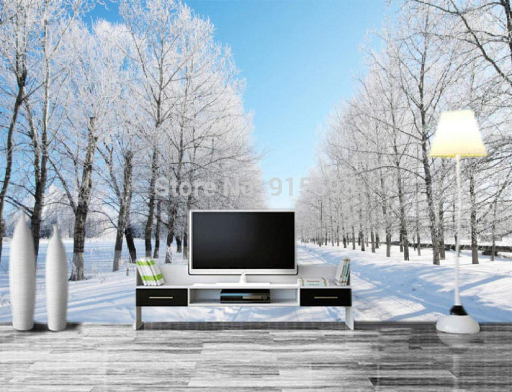 Papier peint panoramique neige pour salon moderne WLLLO