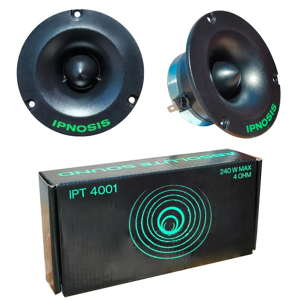 KIT SET PER IPNOSIS IPT4001 2 tweeter da 120 watt rms e 240 watt max, da 4" 10 cm 100 mm di diametro, impedenza 4 ohm, 107 db spl, con magnete al neodimio, a coppia