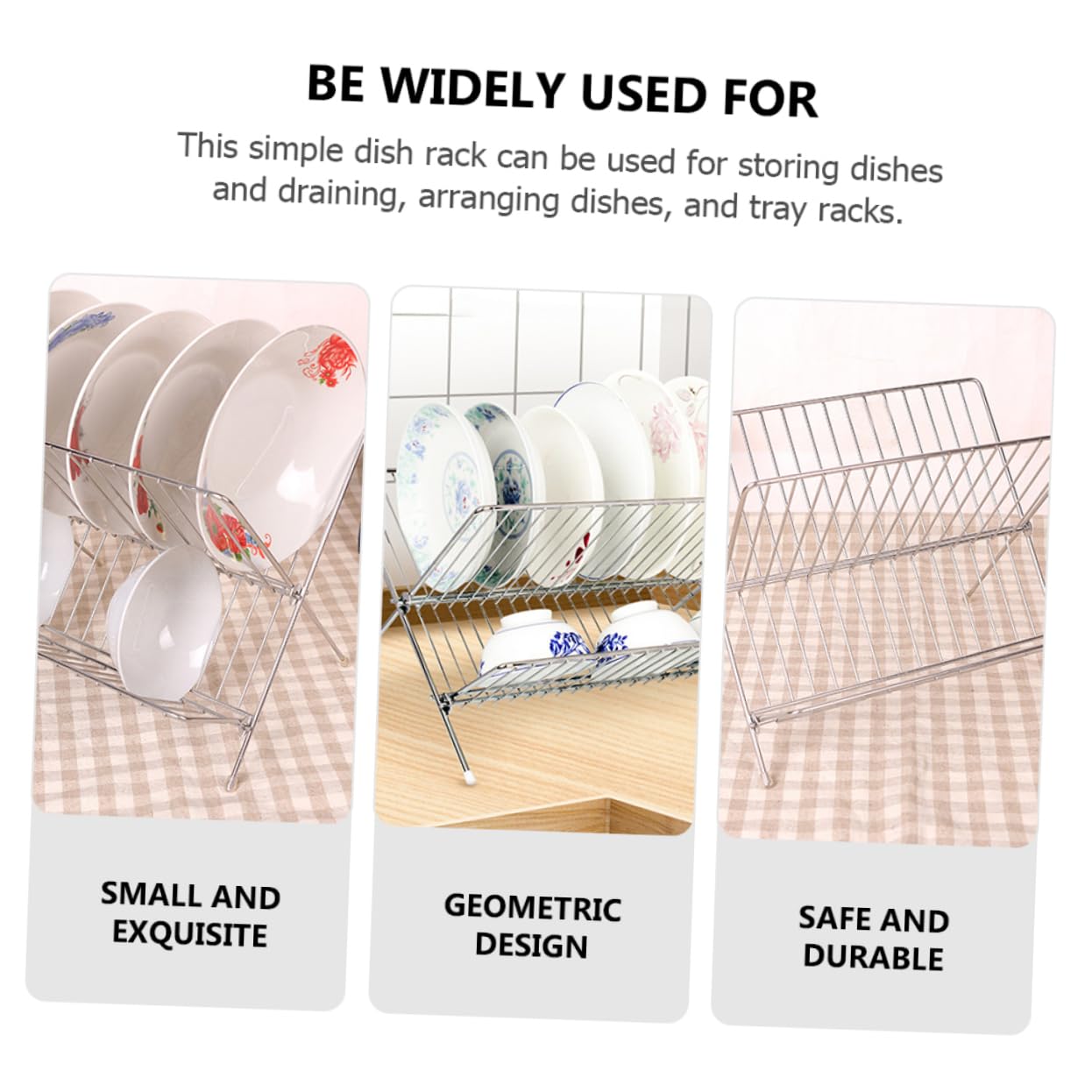 Cabilock Estante para Platos de Acero Inoxidable Plata, Soporte Simple | Organiza Cuencos y Vajilla, Mantiene la Forma, Acabado Decorativo Moderno